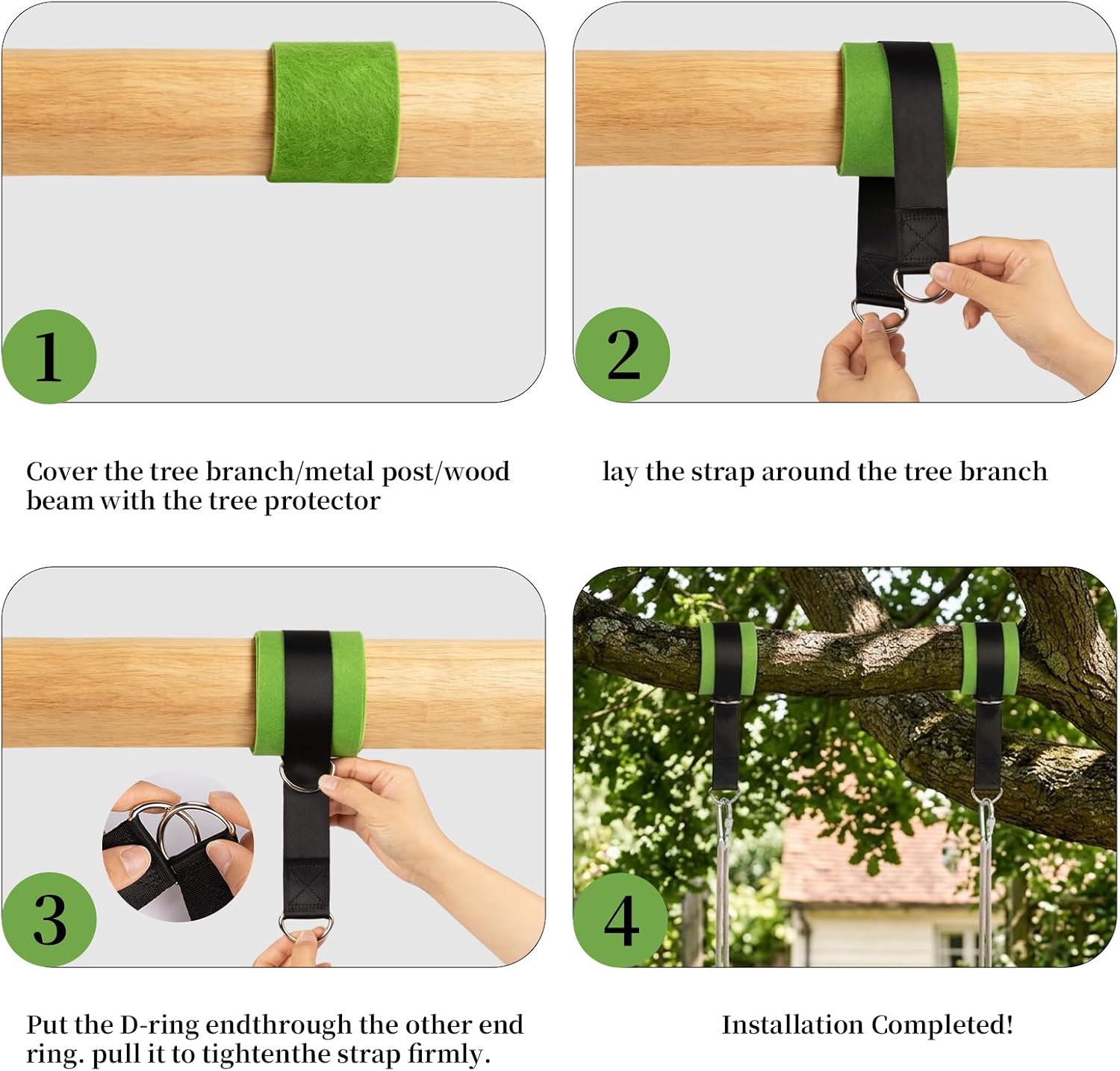 2 Pack Tree Swing Straps Hanging Kit with Tree Protector image 3