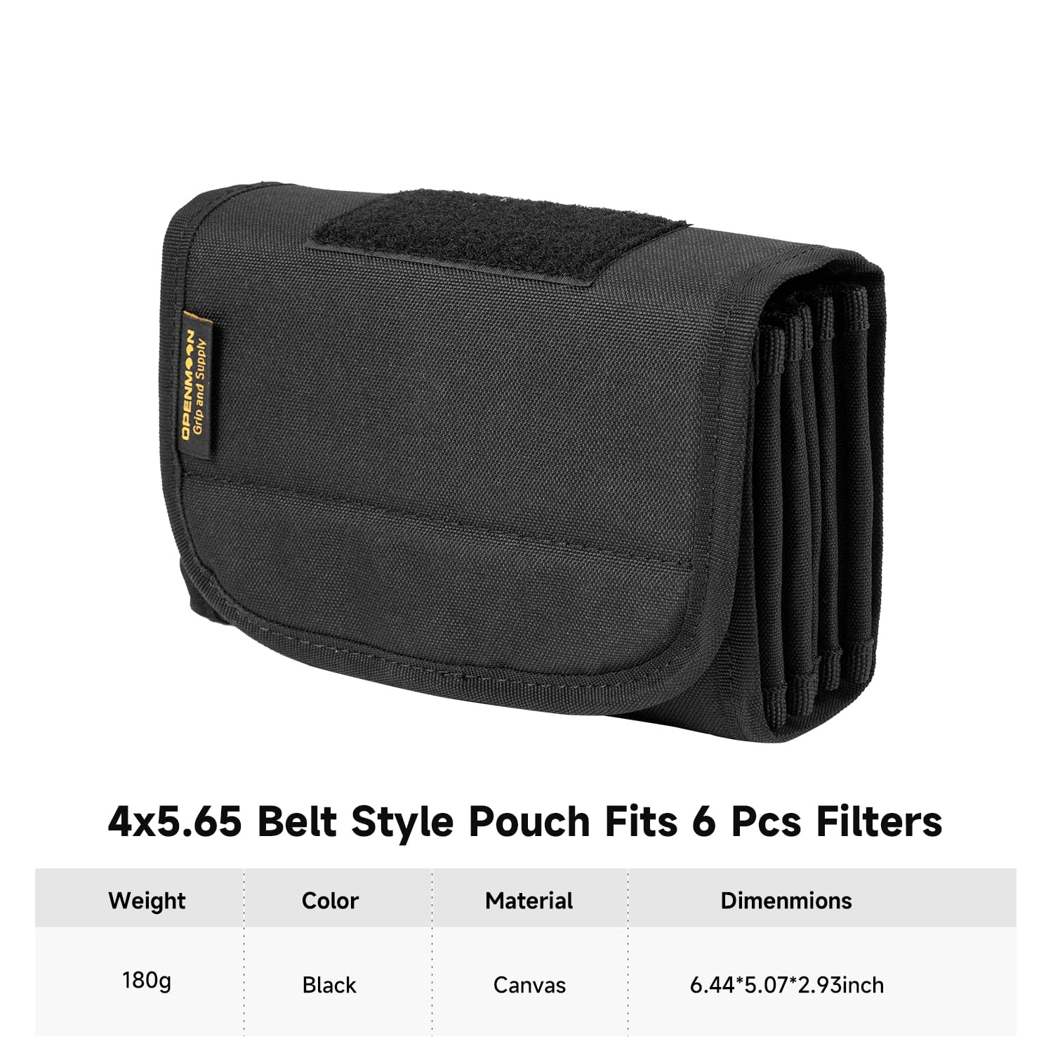 OPENMOON Funda de Transporte para Filtro de cámara Estilo cinturón (6 Ranuras, 4 x 5.6 Pulgadas), Black, 4 * 5.65 Inch, Moderno