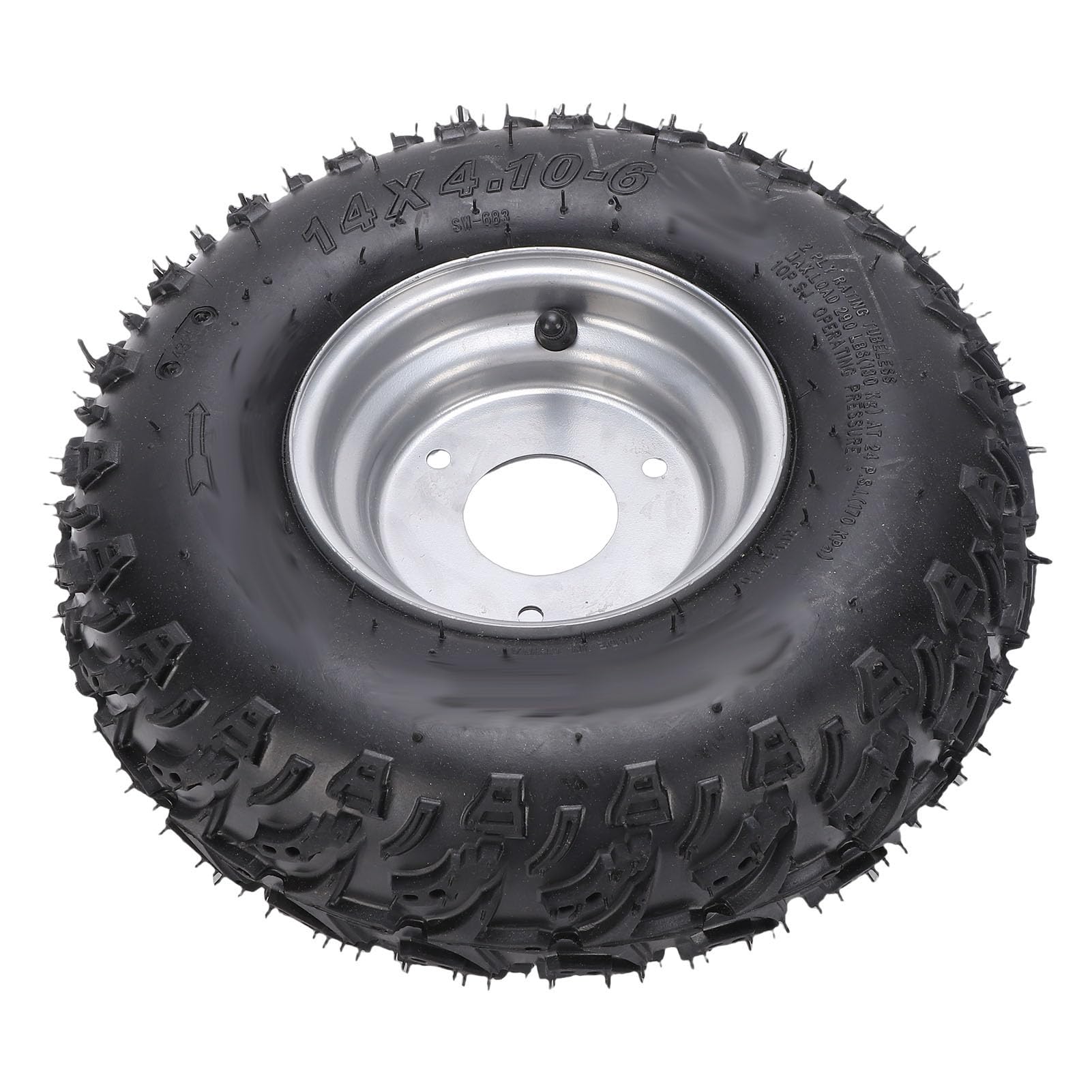 Keenso Llanta de Rueda 14x4.10-6 Conjunto de Neumático Caucho Metal 3 Orificios Neumático 14x4.10-6 con Llanta Agarre Grueso de la Banda de Rodadura para ATV Go Kart Barredora de Nieve Cortacésped