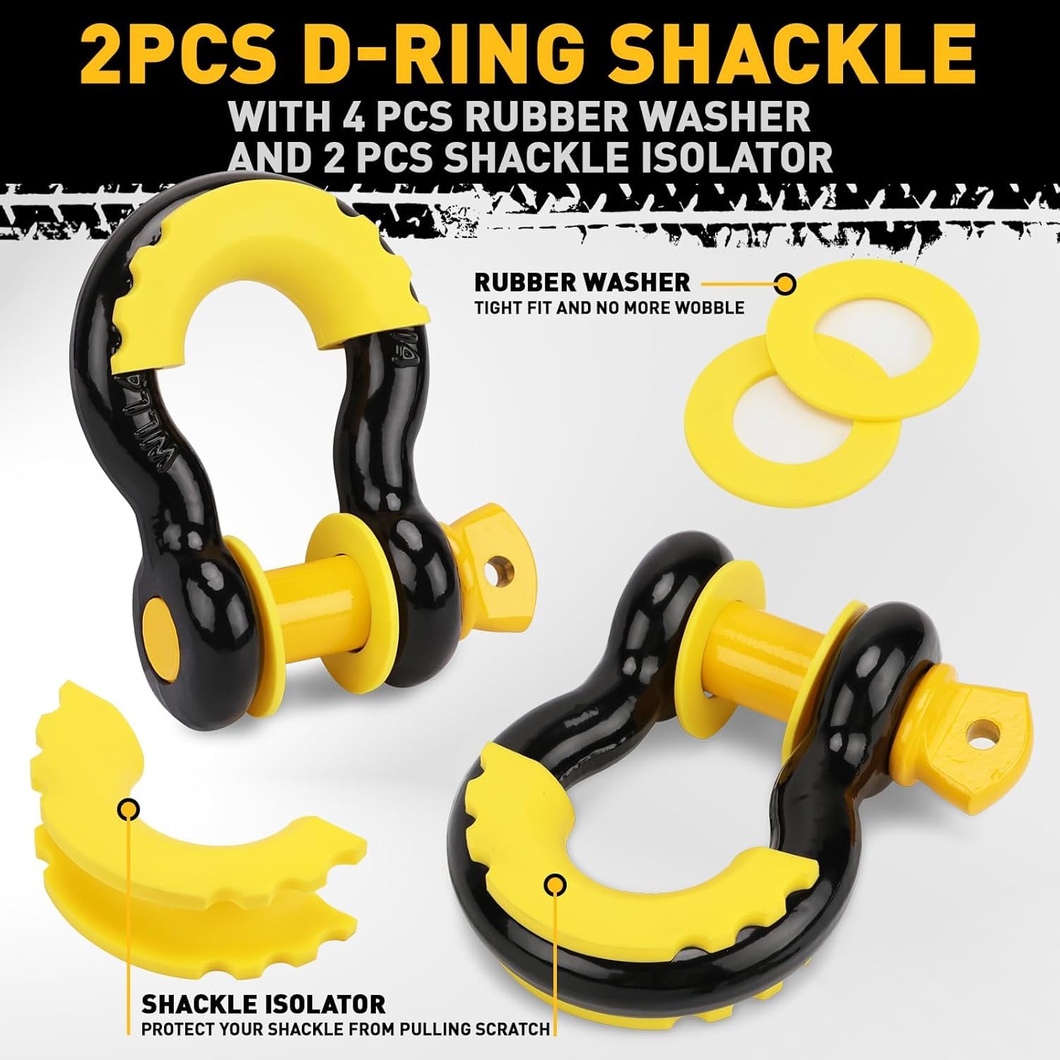 ELEAD Cinghia di traino per recupero, resistente, con ganci, 7,6 cm x 9,6 m, resistenza alla rottura di 16,329 kg, anelli a D 3/4 (2 pezzi), cinghia di recupero di emergenza per camion, SUV