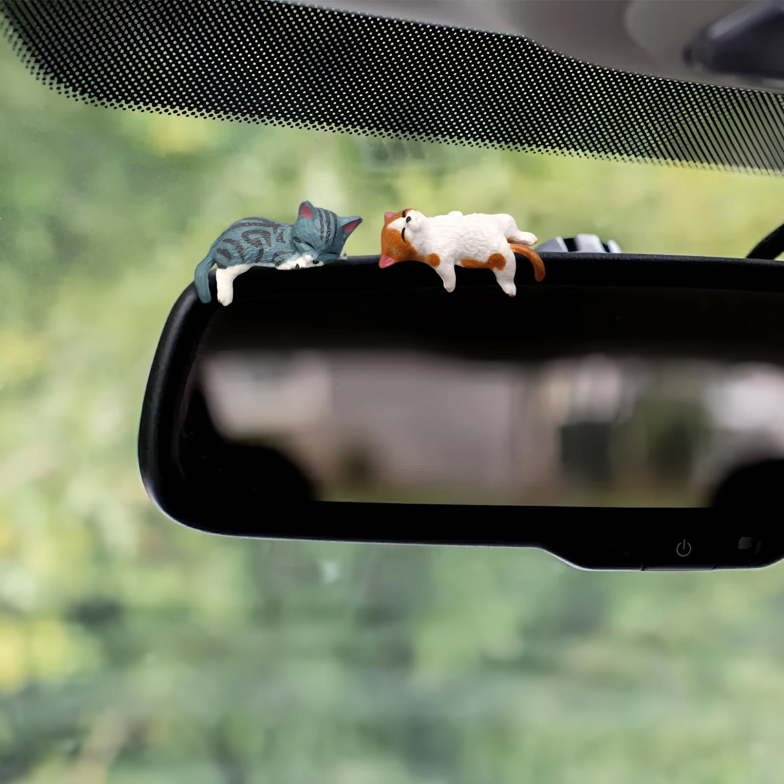 Cat Car Interior Accessories Dashboard Decorations Set of 5 Cute Car Dash Decor Rearview Mirror Ornament for Women — view 3