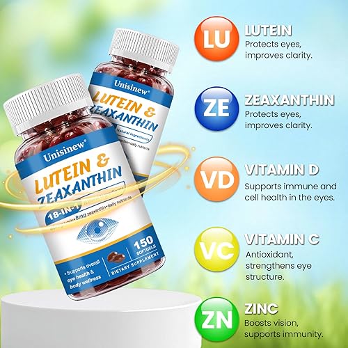 Miniatura 4 de Suplemento de luteína y zeaxantina, vitaminas para los ojos, 40 mg de luteína y 8 mg de zeaxantina con vitaminas C, E, zinc, omega-3 y CoQ10 para
