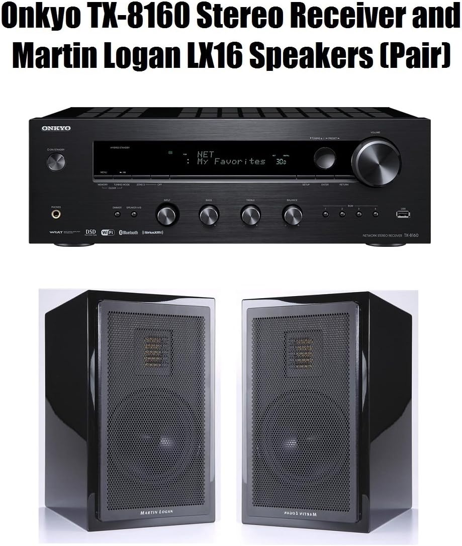 Onkyo TX-8160 Network Stereo Receiver AND Martin Logan Motion LX16 Bookshelf Speakers (Pair) Bundle
