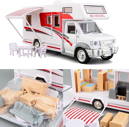 Miniatura 2 de BDTCTK Escala 1:28 DIY Autocaravana de lujo DIE-CAST Modelo de coche, aleación de zinc, vehículos de tracción fundidos a presión juguetes para niños