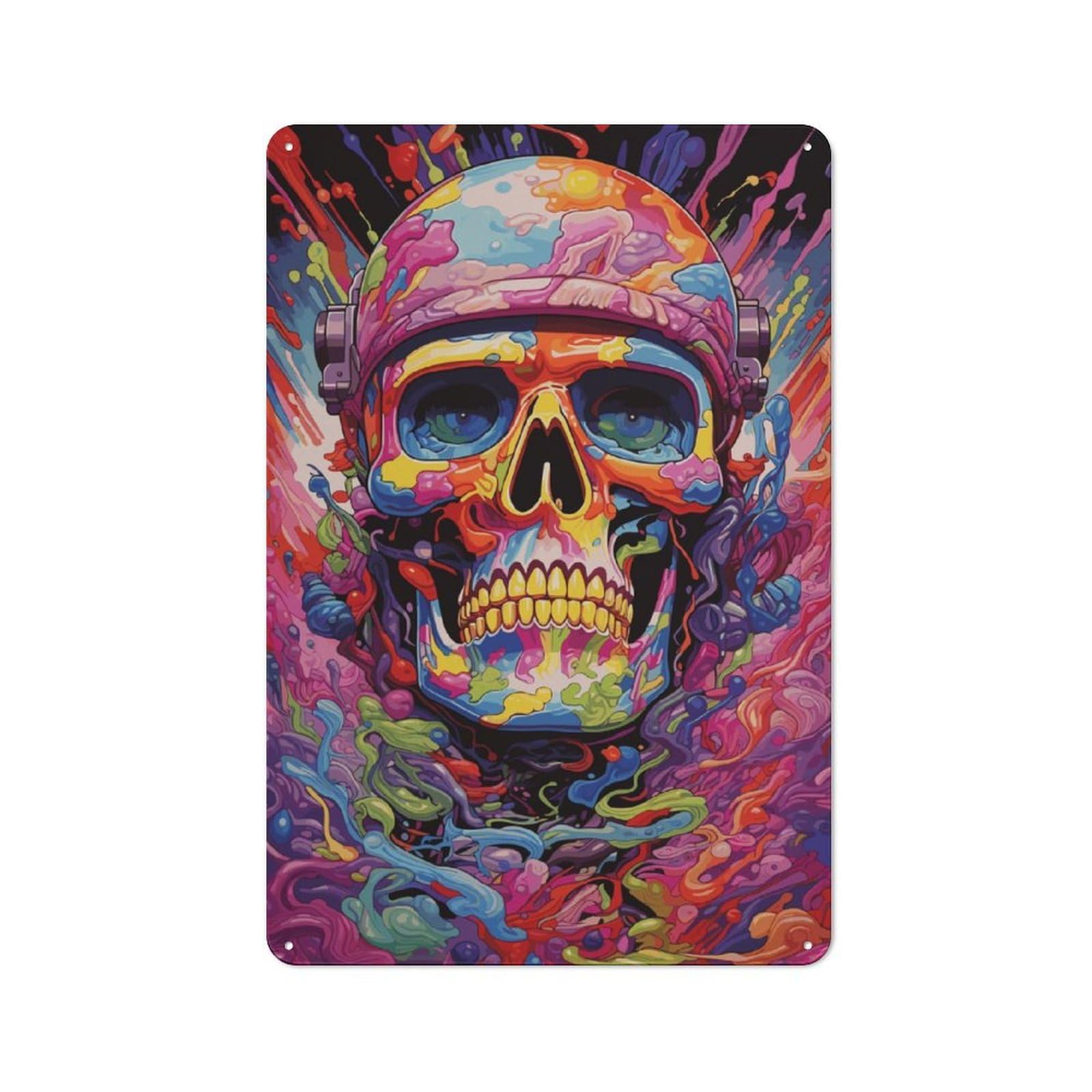 Junmoney Skull Soldier Metal Sign 30X20cm With For Workshop Wall, Vintage Decor, A Decorative Christmas Gift For Metal Sign Collectors