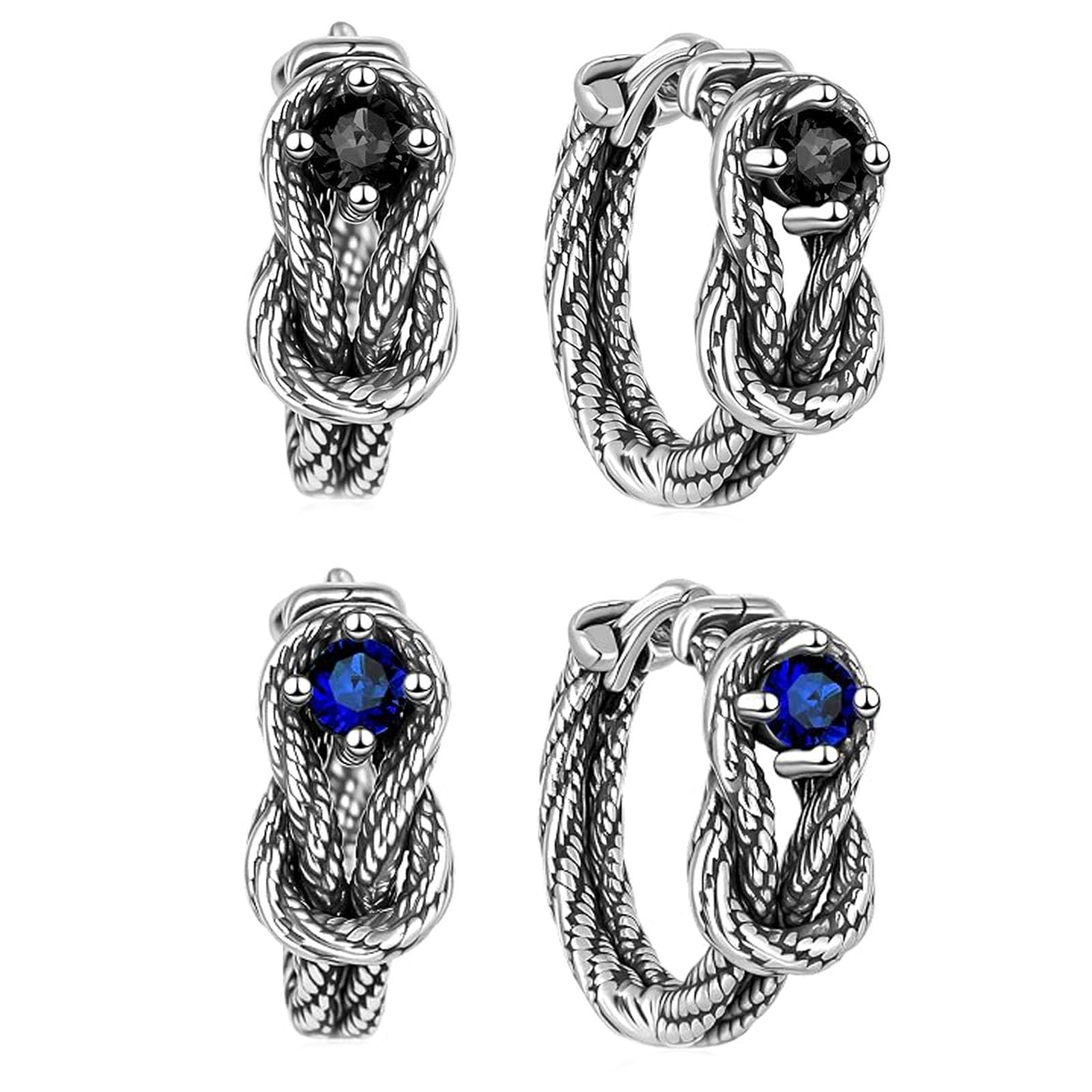 manthan Punk Style Knot Design Pair Set,Snake Earrings for Men, Black Diamond Blue Diamond Alternative Fashion Accessories, Sensitive Skin Friendly Jewellery-picture-42