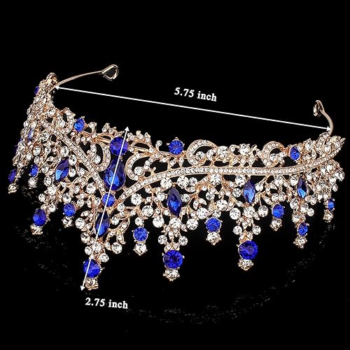 Miniatura 91 de TOBATOBA - Corona dorada para mujer, tiara de boda, corona de reina, corona de cristal, coronas de princesa real para ramos de flores, tocado