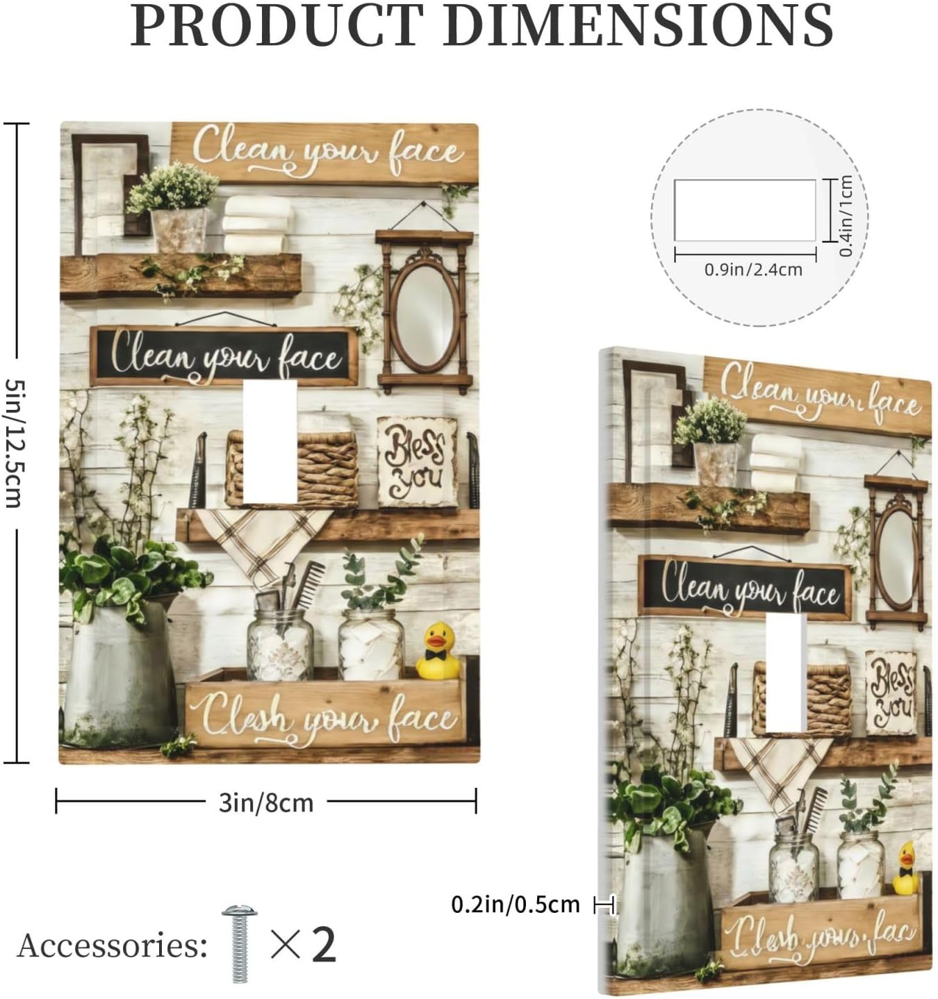 Rustic Farmhouse Flower Floral Light Switch Covers Decorative Vintage Plants 1 Gang Single Toggle Switchplate Electrical Faceplate for Country Bathroom Kitchen Bedroom Home Laundry Room Decor