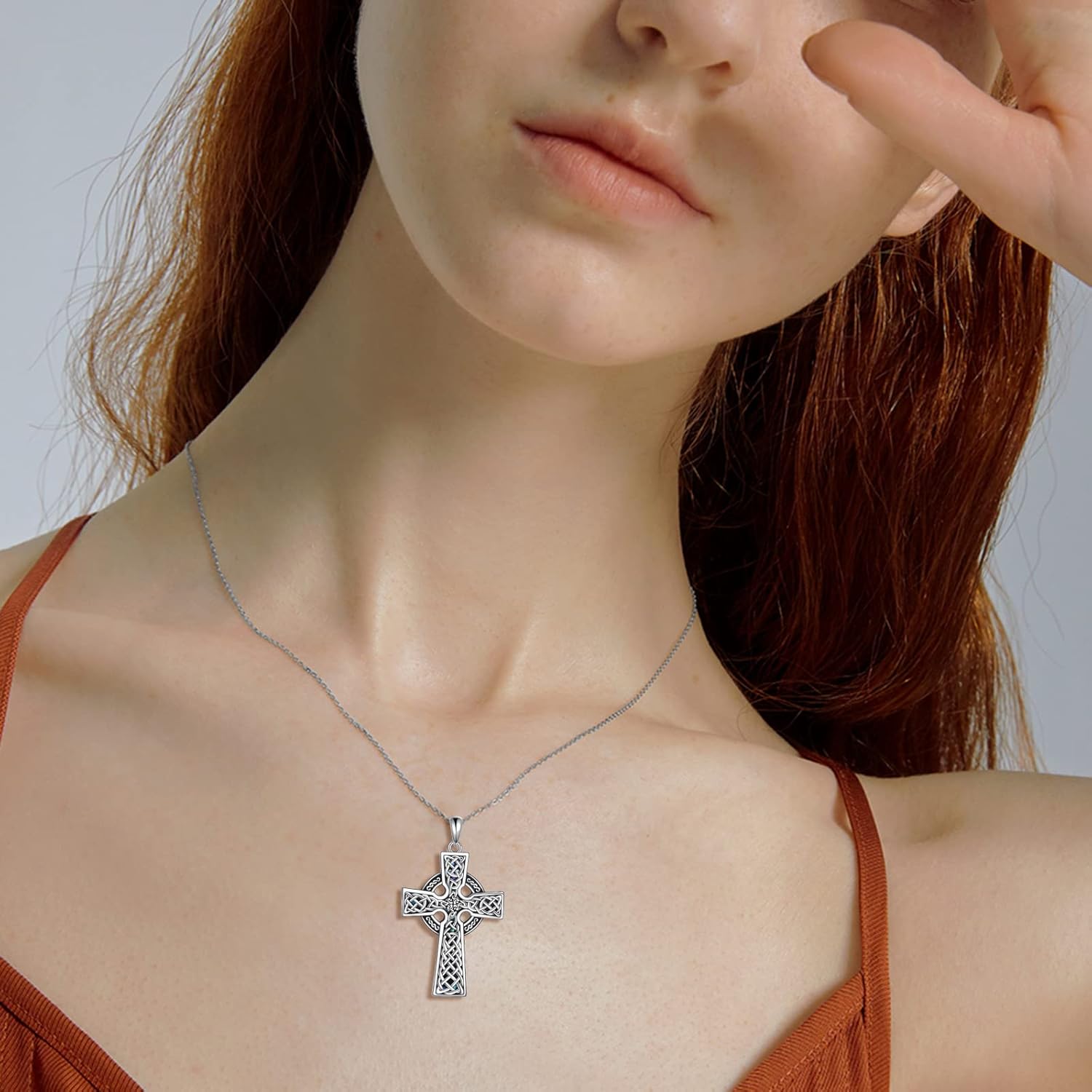 Crucifix Cross Necklace Sterling Silver Celtic Knot Cross Pendant Jesus Crucifix Jewelry Gift for Women Men - Image 2