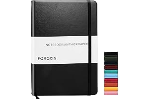 Lined Journal Notebook, A5 Black Leather Journal for Women Men