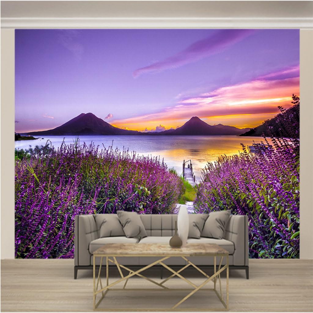 Papier peint panoramique lavande XXL pour habiller un salon moderne