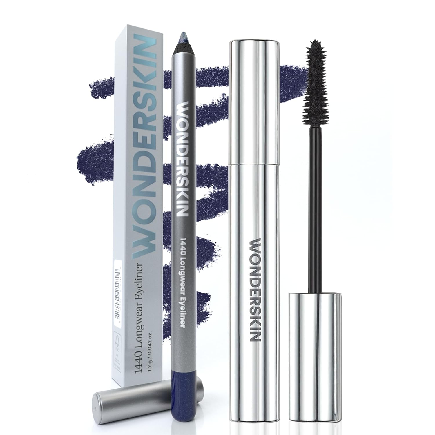 Wonderskin 1440 Longwear Eyeliner (Eggplant) with Wonderskin Black Mascara