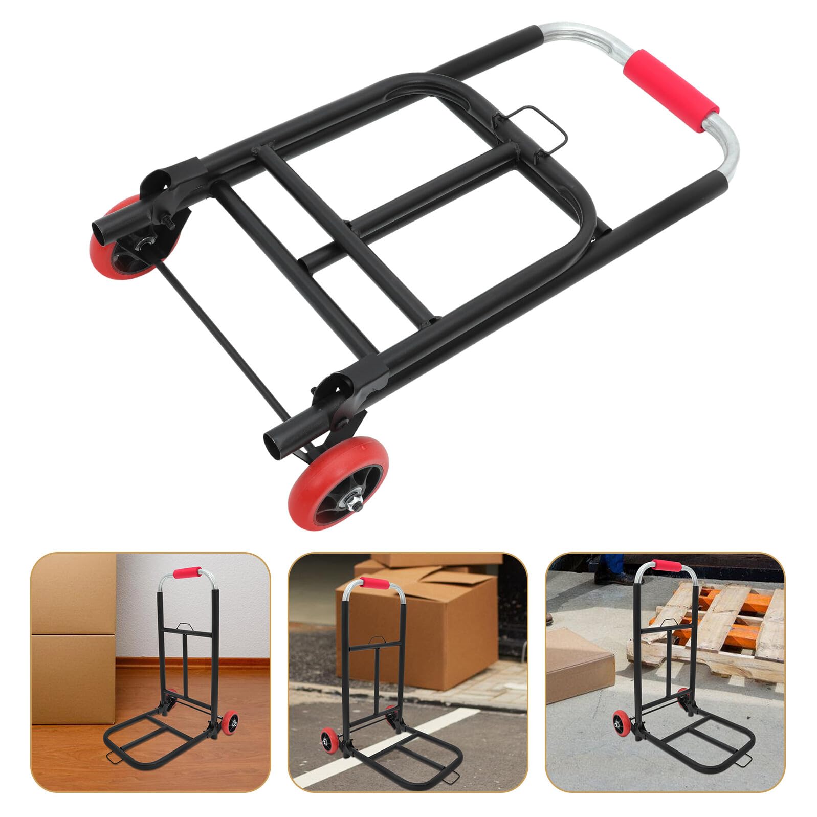 Carro de mano plegable con ruedas de poliuretano, carrito portátil para mamá y carrito de compras para un fácil manejo de materiales y transporte industrial, ligero y