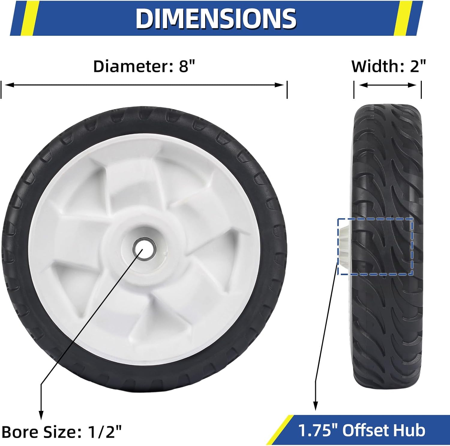 GIGOOL 119-0311 Front Drive Wheel, 8 Inch Lawn Mower Wheel Replace for Toro 137-4832 115-2878 Stens 205-360 Fit for Toro 20330 20339 20350 20370 20954, 2 Pack