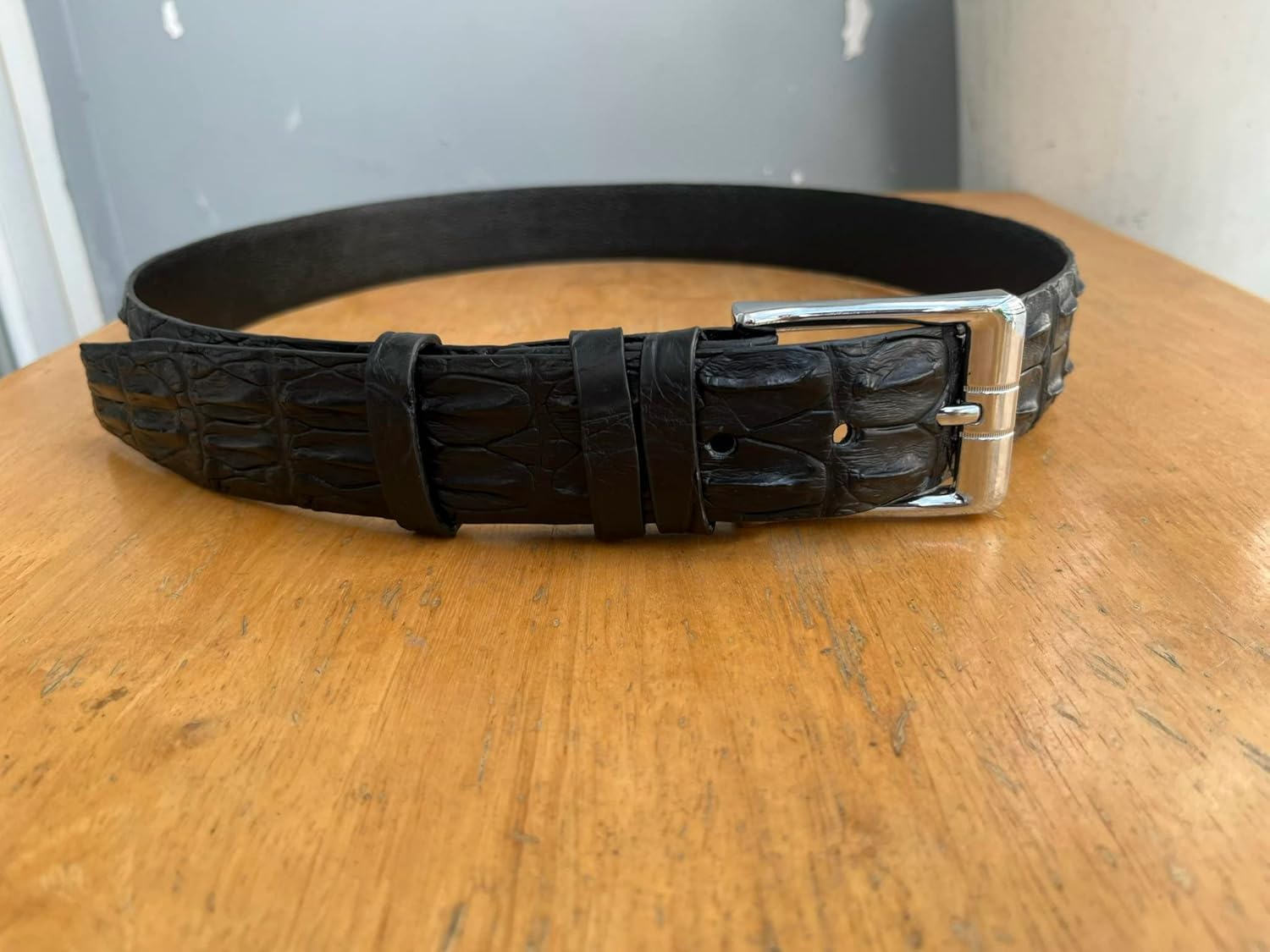 Genuine Alligator leather hornback back bone belts buckle for men, real crocodile skin Men's belts, strap width 1.57"