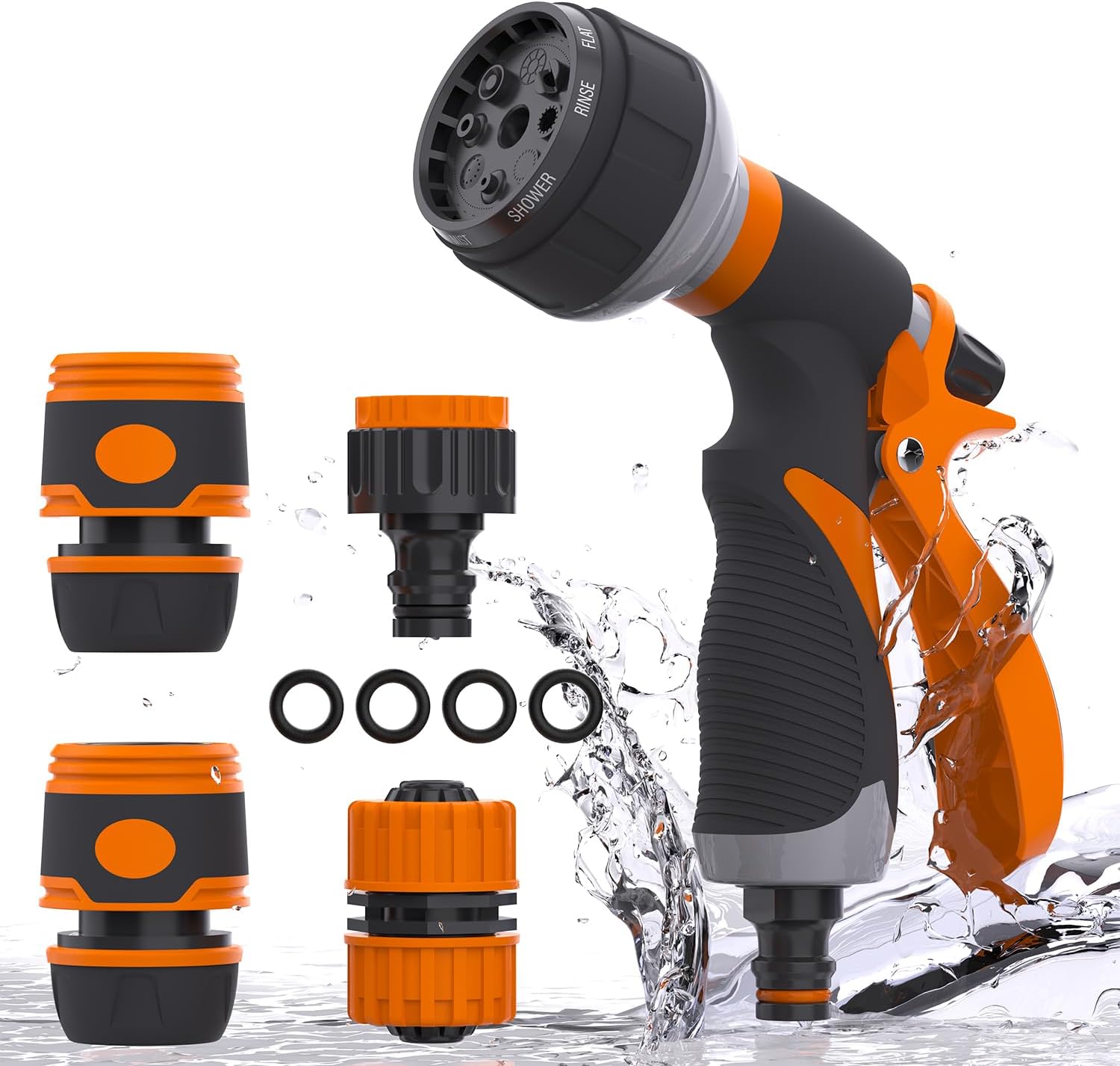Hose Pipe Spray Gun Garden Hose Pipe Spray Gun 8 Adjustable Patterns Hose Nozzle Garden Hose Spray Gun for Plants & Lawns Watering, Car Washing and Pets Bathing