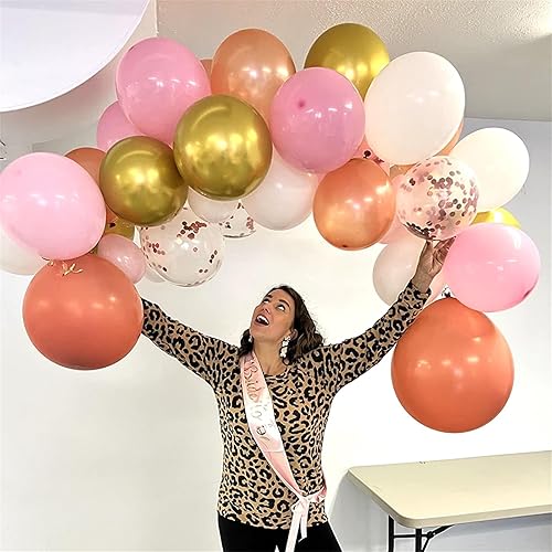 Vista 229 de Globos de color rosa pastel y morado, globos de confeti rosa claro de 12 pulgadas con globos de látex lila metálico para niñas y mujeres, mariposa