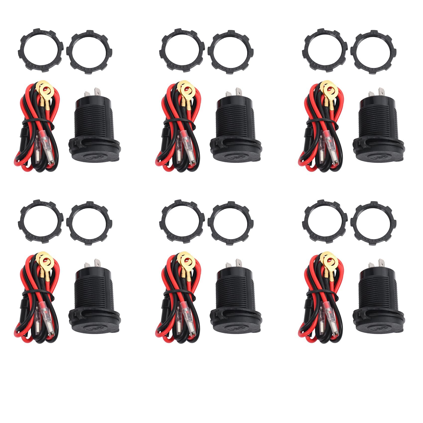 Herold 6X Carga RáPida 3.0 Cargador de Coche USB Dual 12V 36W Cargador RáPido USB con Interruptor Verde