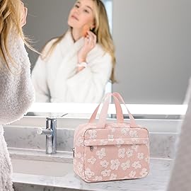 BTOOP Makeup Bag for Women Girls Cute Travel Cosmetic Tote Large Make Up Organizer Toiletry Bags Zipper Pouch Purse