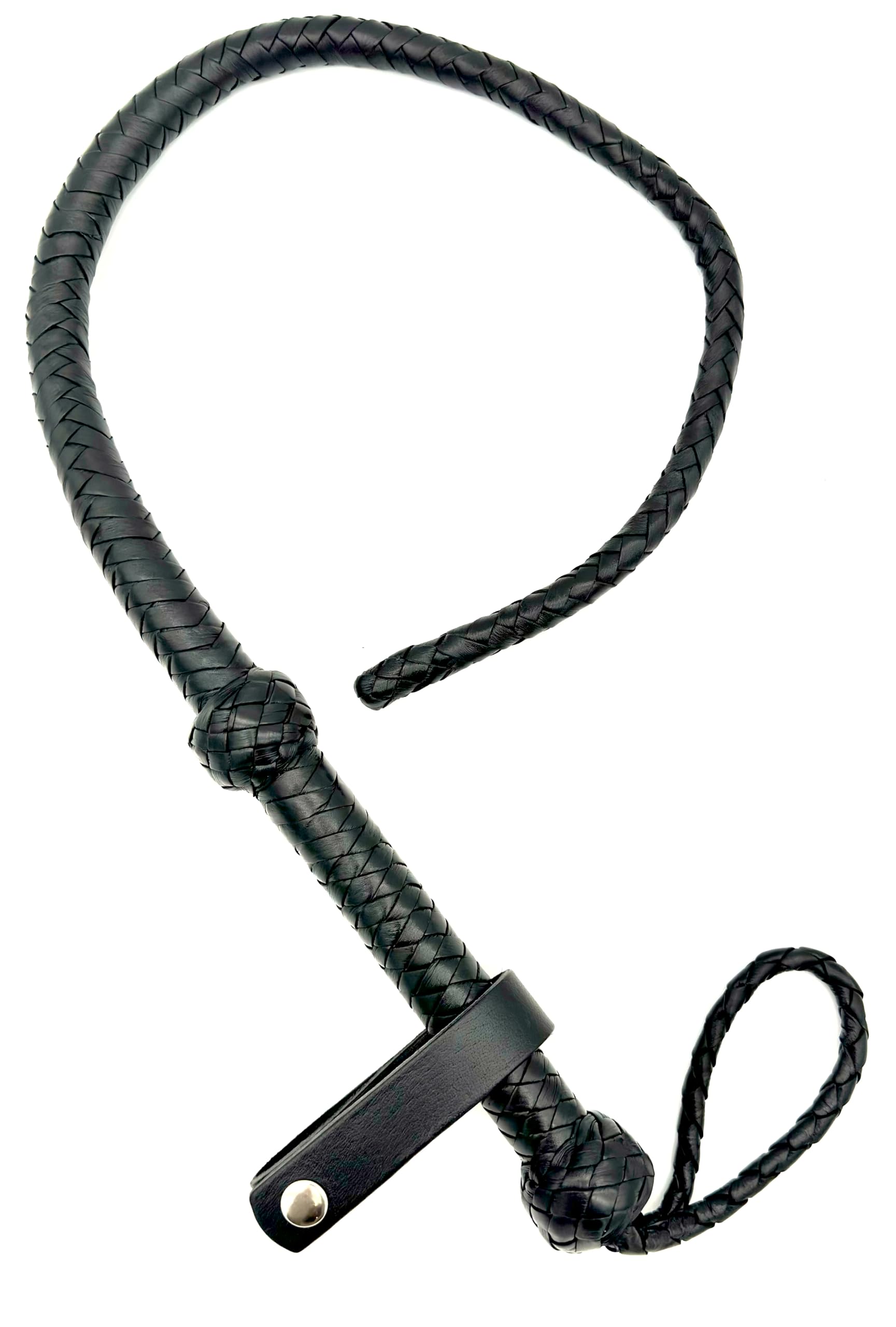 Fouet en cuir tressé noir bullwhip long de 3 mètres pour accessoires de costume