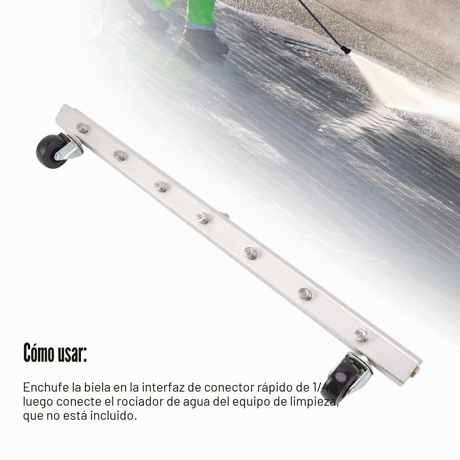 Escoba de Agua para Lavadora a Presión de 25,59 Pulgadas, Accesorio para Lavadora a Presión del Tren de Rodaje de 7 Orificios y 4000 PSI, Limpiador de Tren de Rodaje con Conector