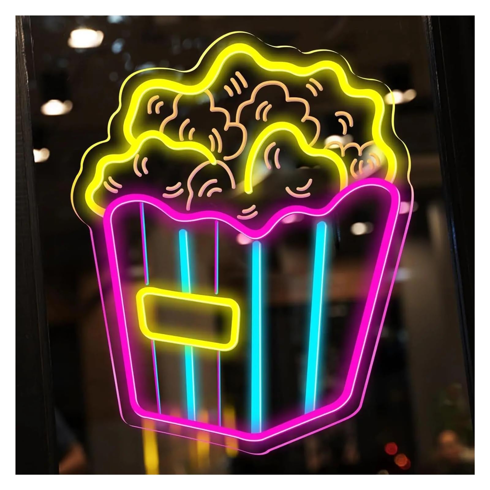 SHOUXI Sign Lamp Popcorn Neon Sign for Home Theater Party Café & Camping Minimalist Neon Light 38x30cm