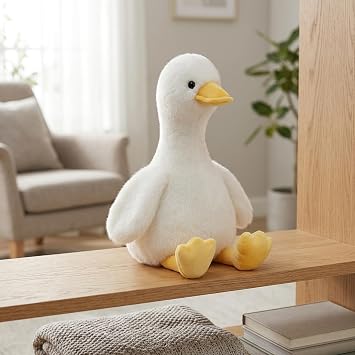 35cm Duck Plush, Soft Stuffed Animal for Bedtime Cuddling and Travel Comfort, Emotional Support Companion, White Duck Teddy