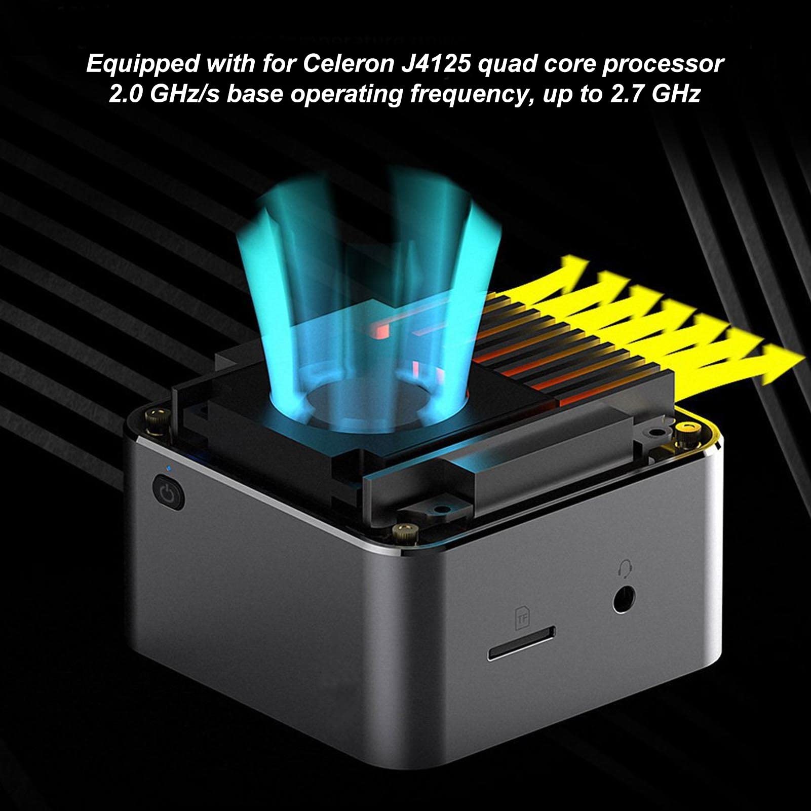 Mini PC dla Win10, J4125 4-rdzeniowy procesor 8 GB DDR4 256 Gb SSD M.2 2242 Przenośny minikomputer Host, BT4.2 HDMI, dwa interfejsy USB 3.0 i USB C 4K 60 Hz 2,4 G 5,8 G WIFI 110-240 V(EU)