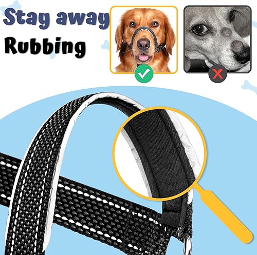 Miniatura 2 de BARKLESS Collar de cabeza de perro, suave sin tirones, correa reflectante para bozal con enlace de seguridad, collar ajustable para la cabeza,
