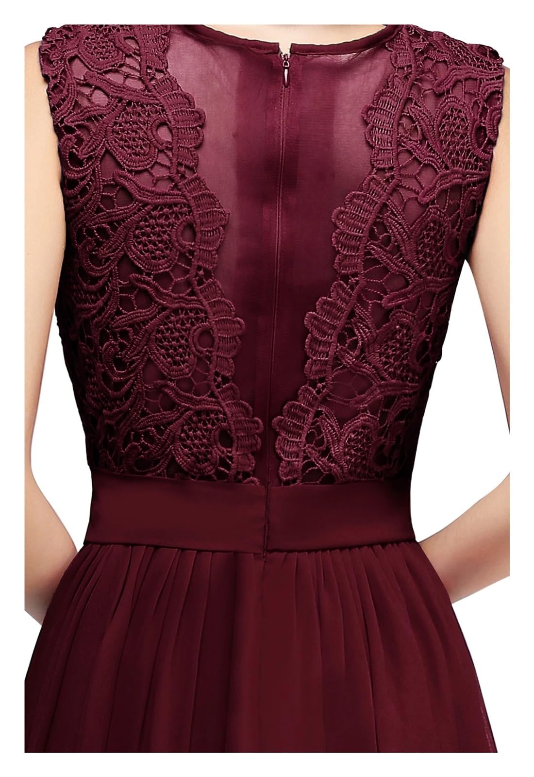 Vestido Dama de Honor Vestidos de dama de honor de gasa burdeos, vestidos elegantes de encaje largos for invitados de fiesta de boda, vestidos de fiesta de noche, ocasiones formales(Burgundy,10)
