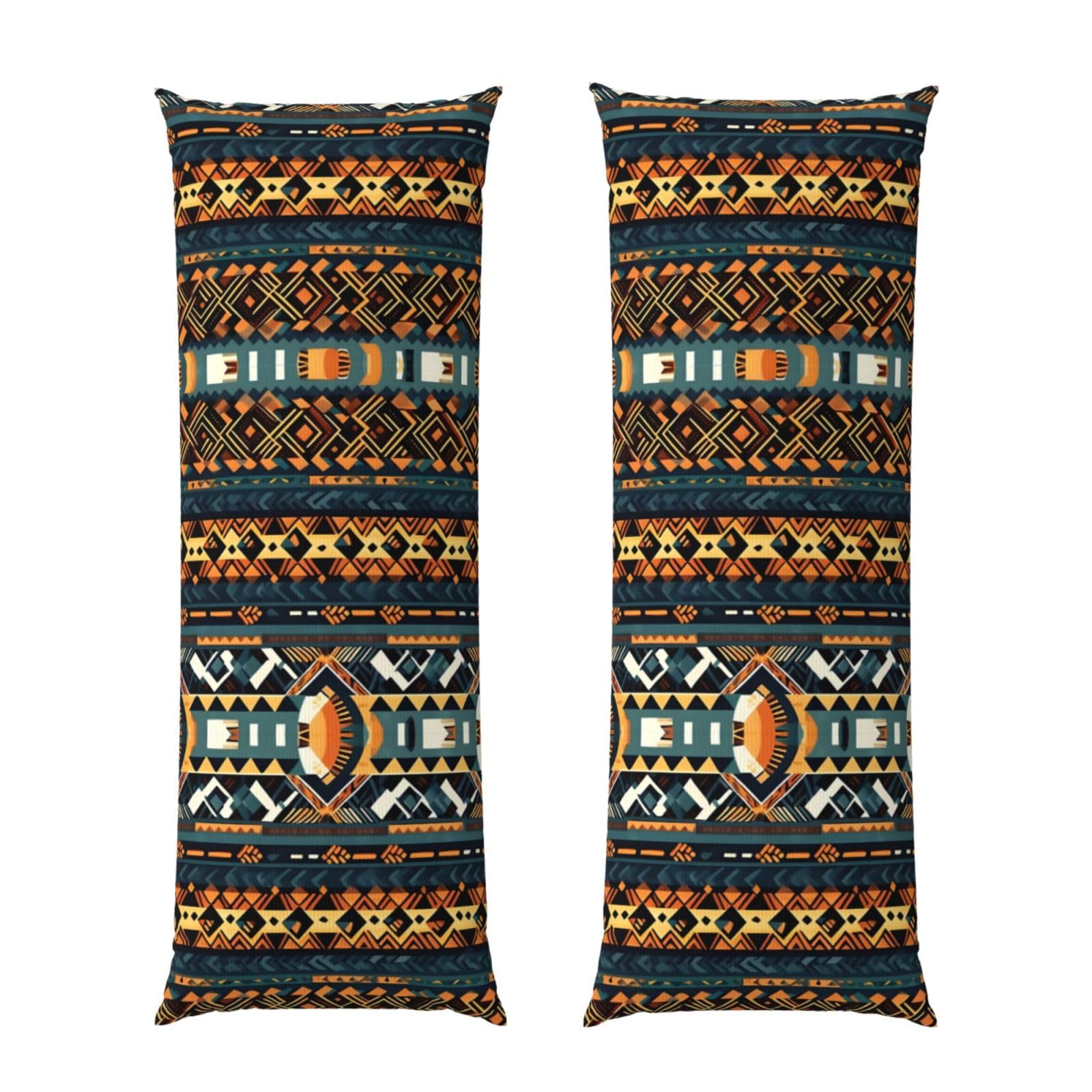 African Tribal Ethnic Texture Body Pillowcase 20x60-Ultra Soft Plush Long Pillow Cover with Hidden Zip for Sleeping