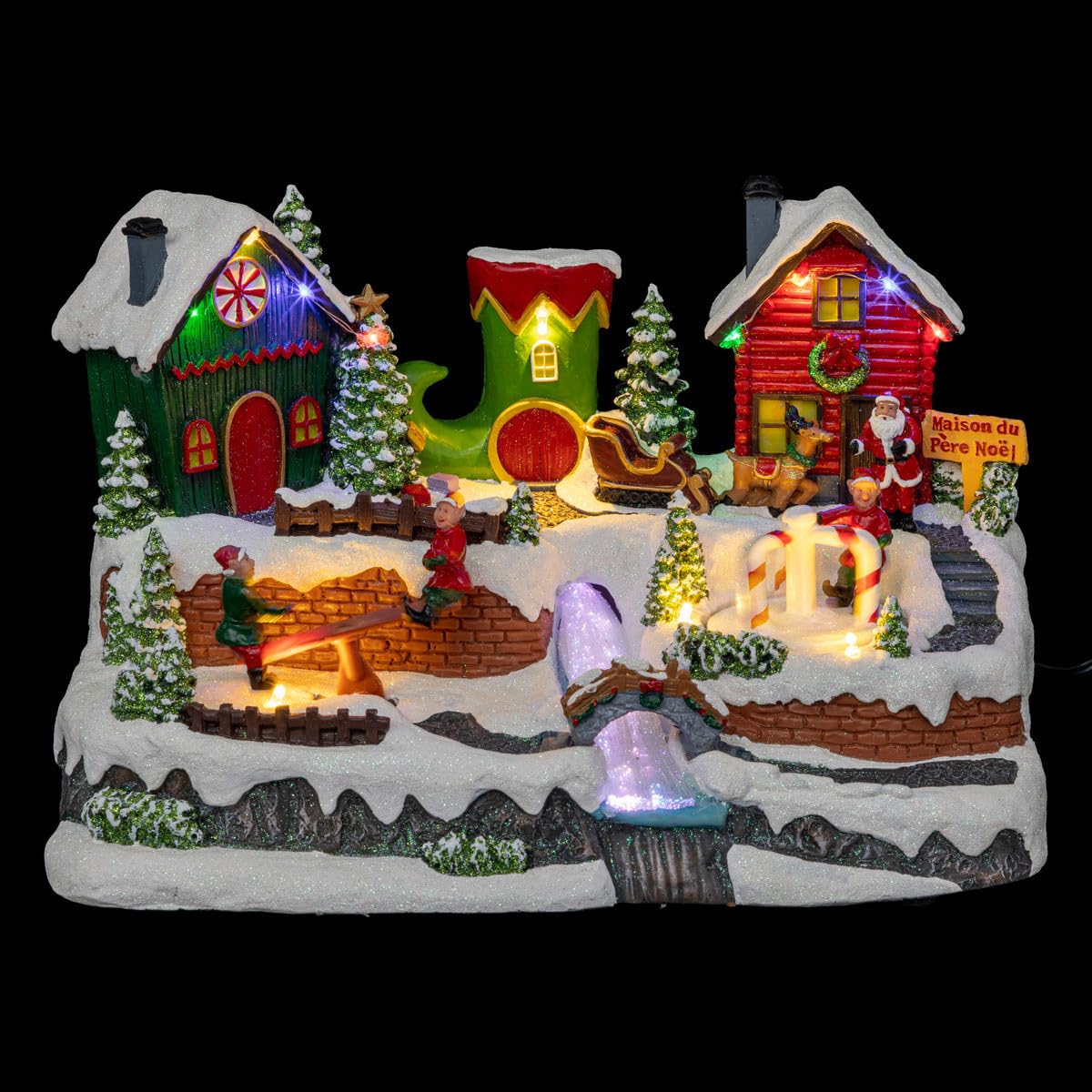 Village de Noël Lumineux, animé et Musical Père Noël et Lutins - Feeric Christmas