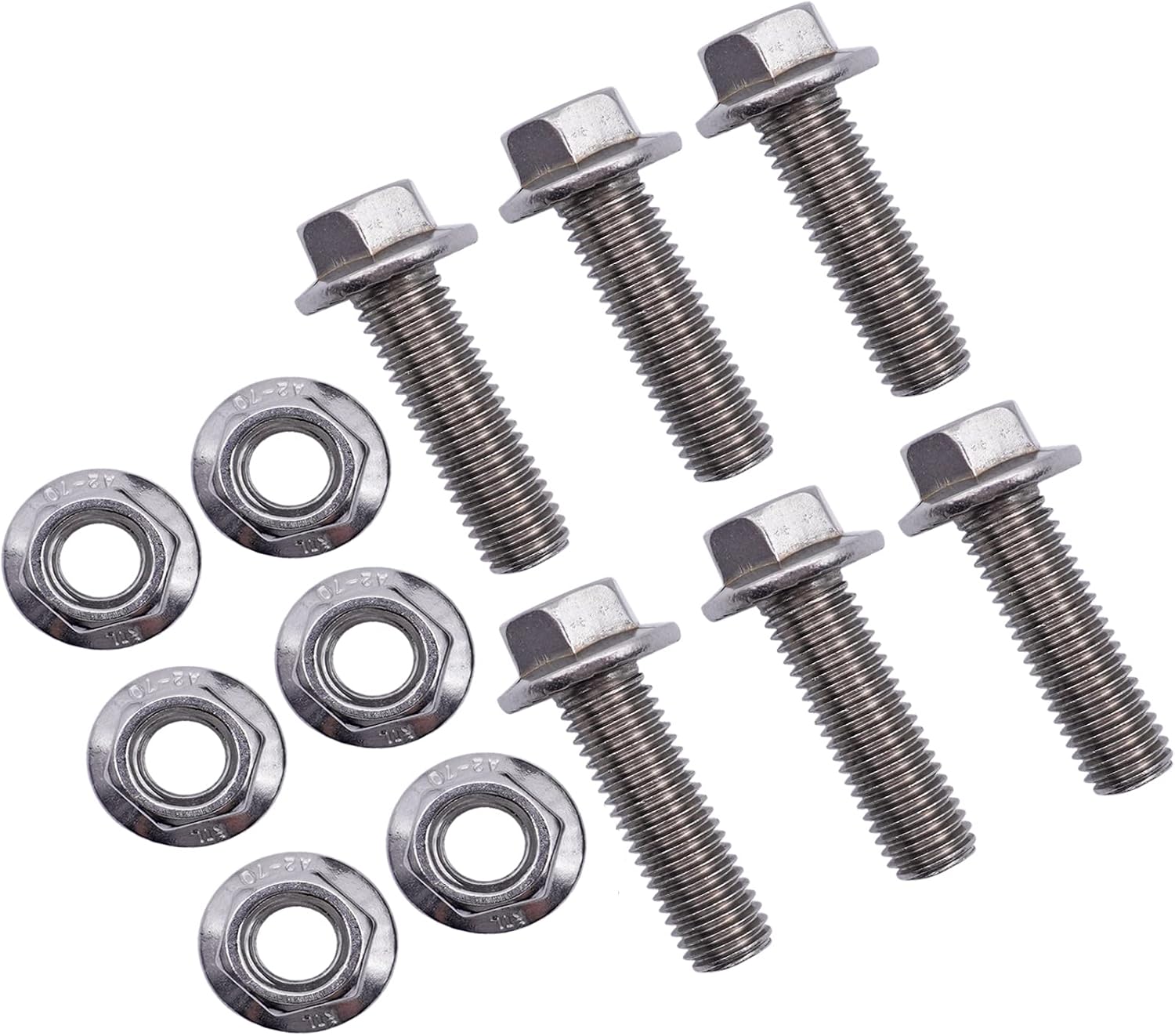 6 Pack Stainless Steel Flange Screws, Flange Bolts, Exhaust Manifold Hardware Kit M10X1.5-35mm