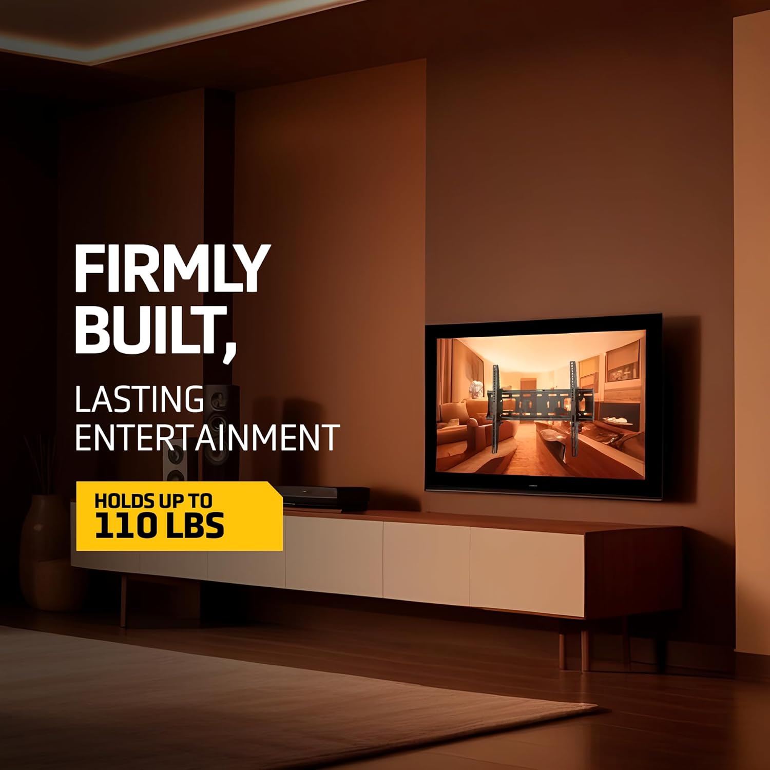 LionBeam­™ Heavy-Duty TV Wall Mount for 37″–70″ Screens Ultra-Slim Design, Strongly Holds up to 110lb, Universal Mount max VESA 400×600mm, Superior Low Profile TV Bracket with +5-10° Anti-Glare Tilt