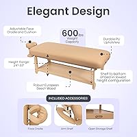 Vista 2 de Mesa de masaje estacionaria profesional con reposacabezas ajustable y estante para brazos - Sistema de espuma suave multicapa premium de 3.5