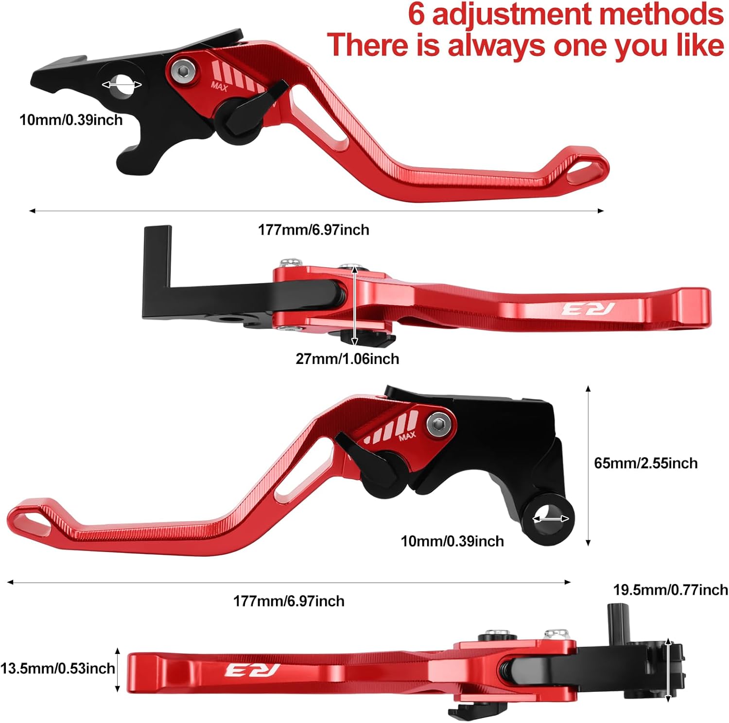 Motorcycle Clutch Lever Adjustable Handlebars Brake and Clutch Levers Set for Yamaha R3 YZF-R3 YZFR3 2015 2016 2017 2018 2019 2020 2021 2022 2023 2024 2025 (Red)
