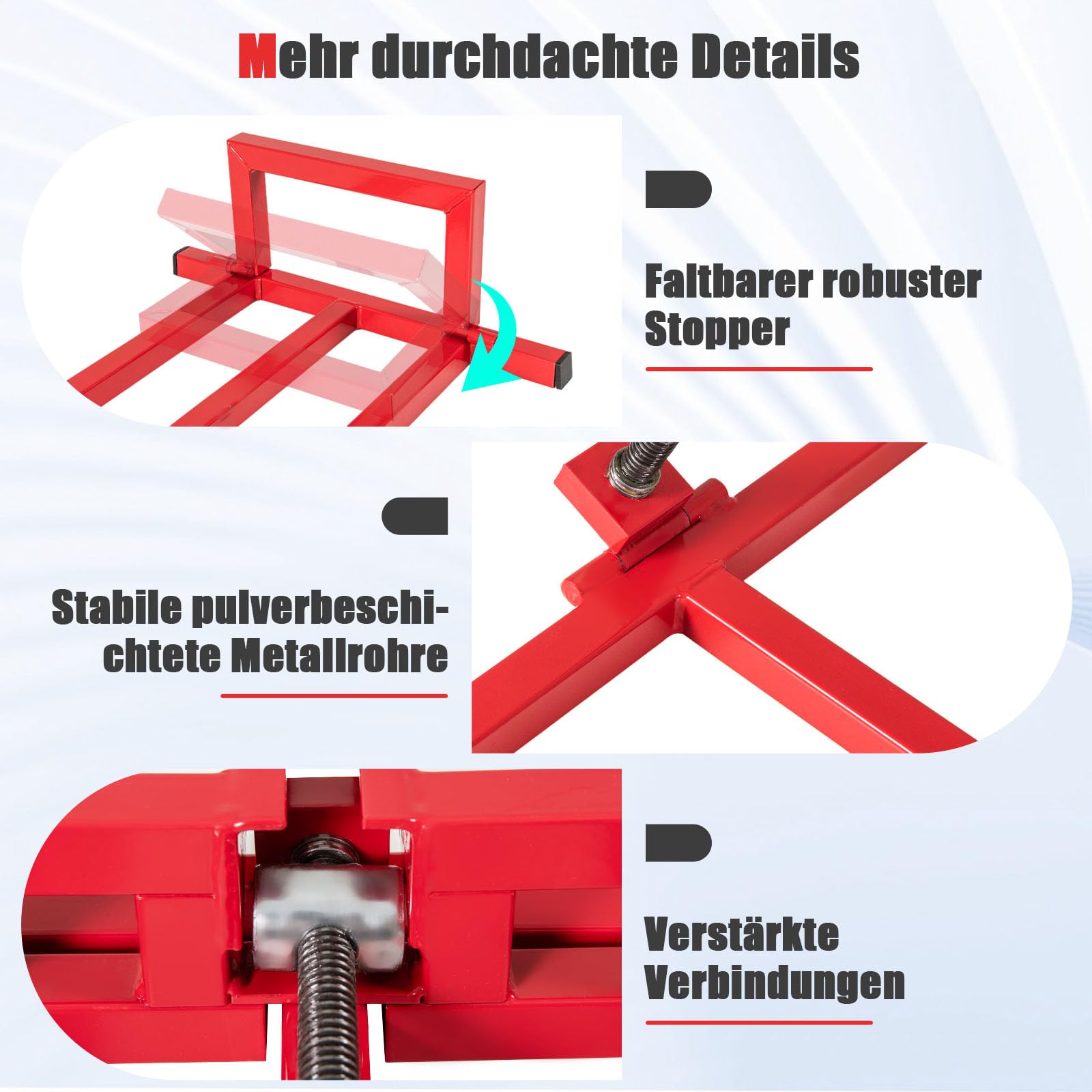 COSTWAY Rasentraktor Heber Hebevorrichtung, bis 400 kg, 45° stufenlos verstellbar, faltbar, Hebebühne Metall, Rot