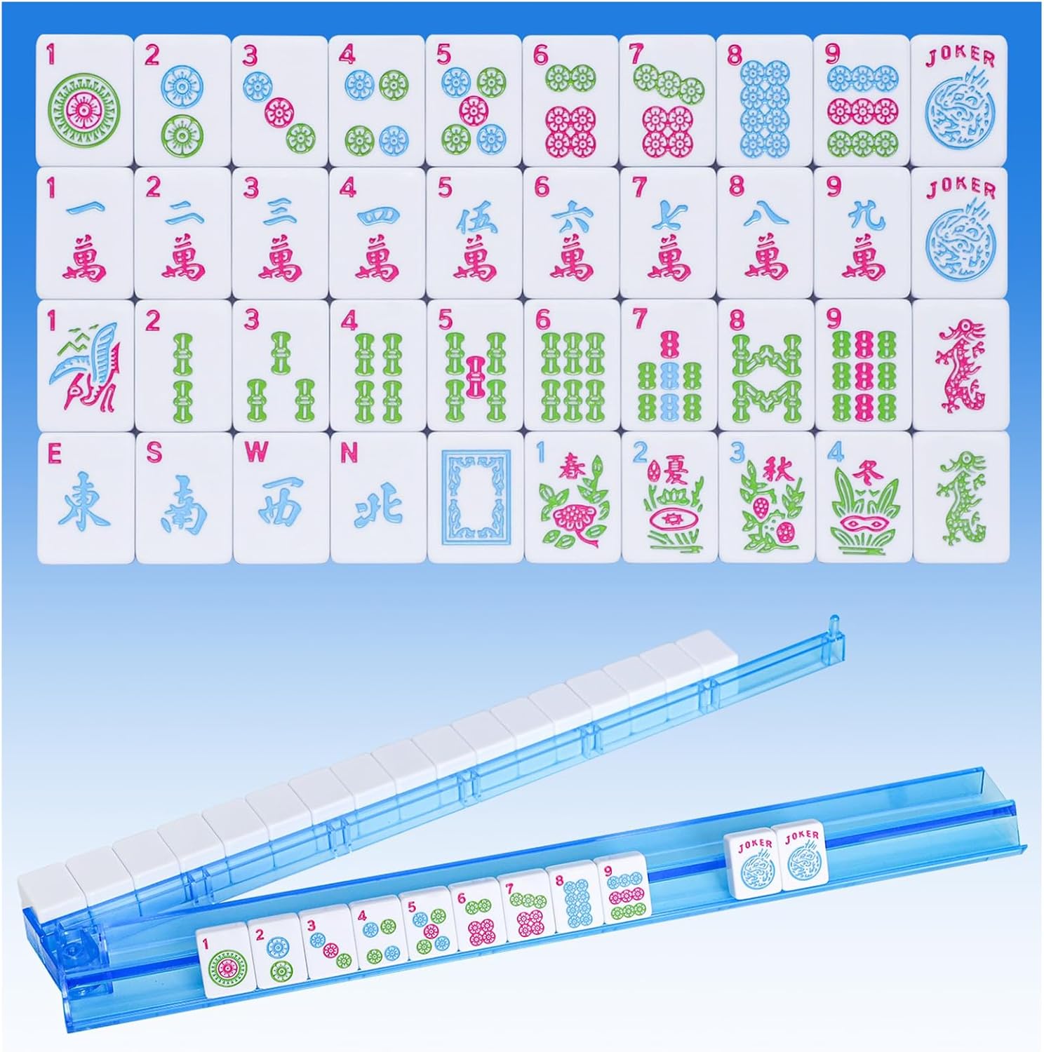 American Mahjong Tile Set(Tiles Only, Racks Not Included), 166 Pieces of 1.2" Engraved Mahjong Tiles