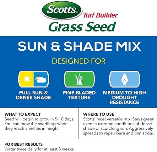 Miniatura 4 de Scotts Turf Builder - Mezcla de semillas de césped para sol y sombra, 3 libras.