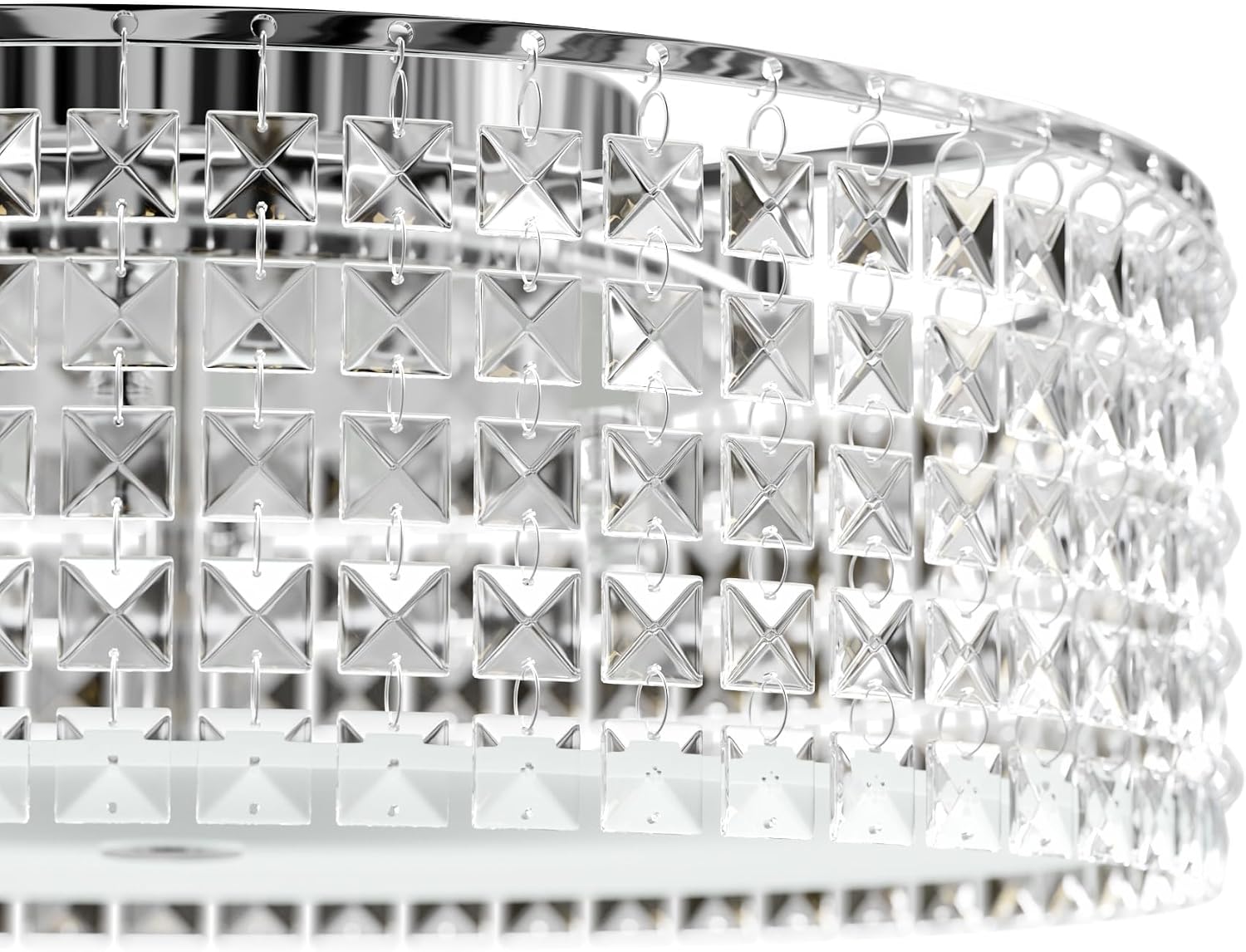 BAZZ PL3416ON Glam Round Ceiling Fixture Halogen Easy Installation Dimmable with 6 G9 Bulbs Included, 16"