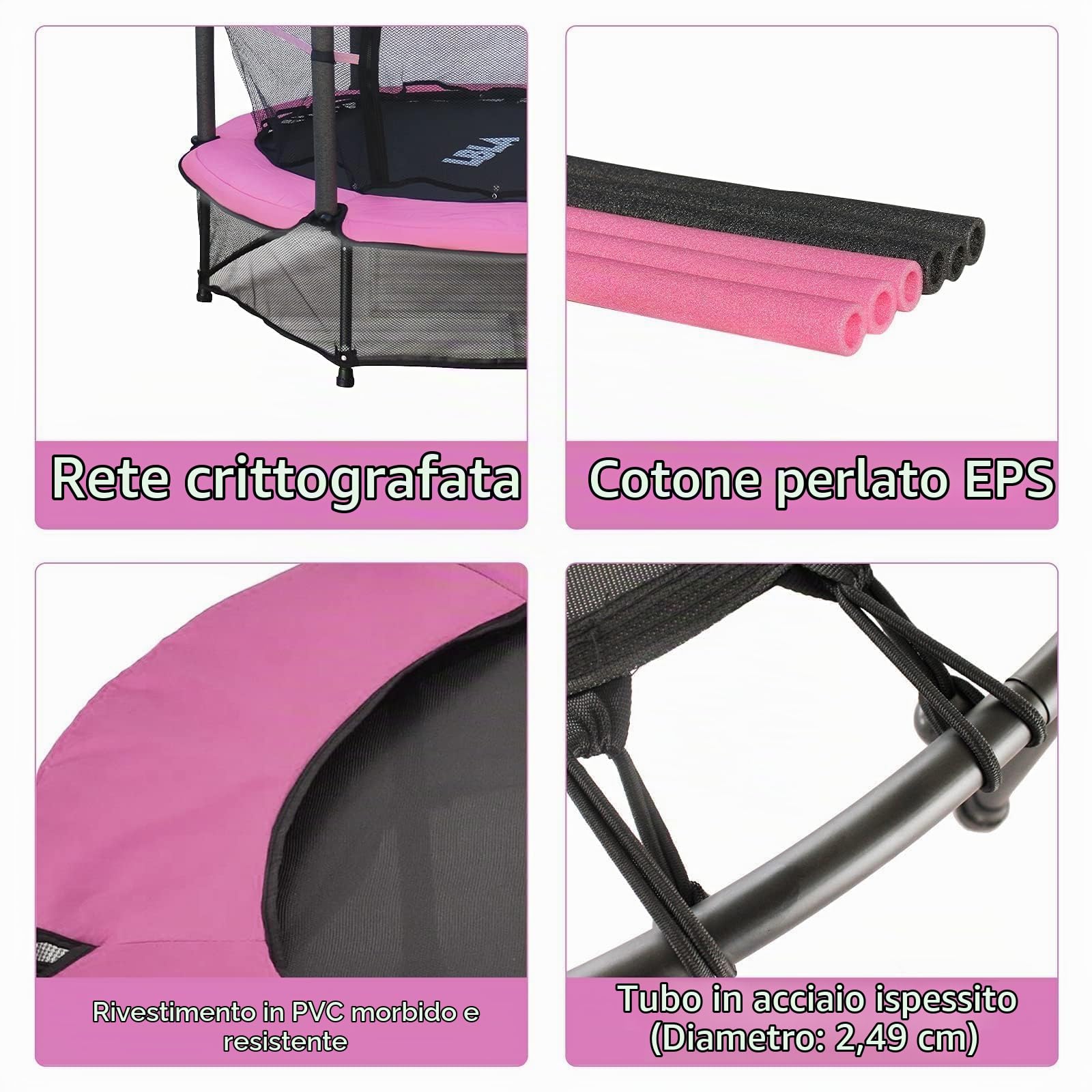 Trampolino Elastico Per Bambini Tappeto Elastico Diametro 140Cm Piccolo Pieghevole Da Esterno Da Giardino Interno Casa Per Saltare Gioco Con Asta Per Gym 2 3 4 6 10 Anni