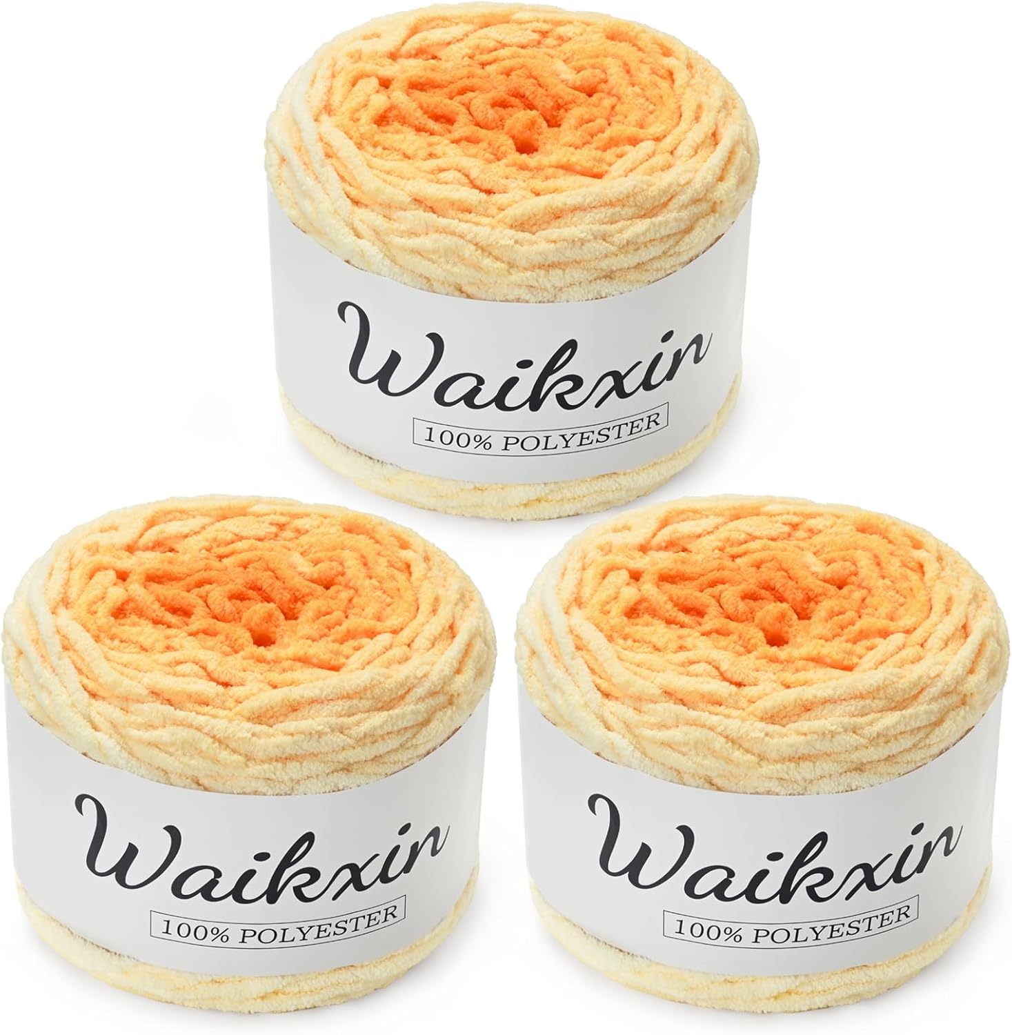Chunky Chenille Yarn Cake - 3 Pack of 300g/197yds Jumbo Ombre Yarns - 6 Super Bulky - Baby Yarn for Crocheting Soft Blanket - Fluffy Gradient Yarn for Making Crafts, Amigurumi(3 Cheesecake)