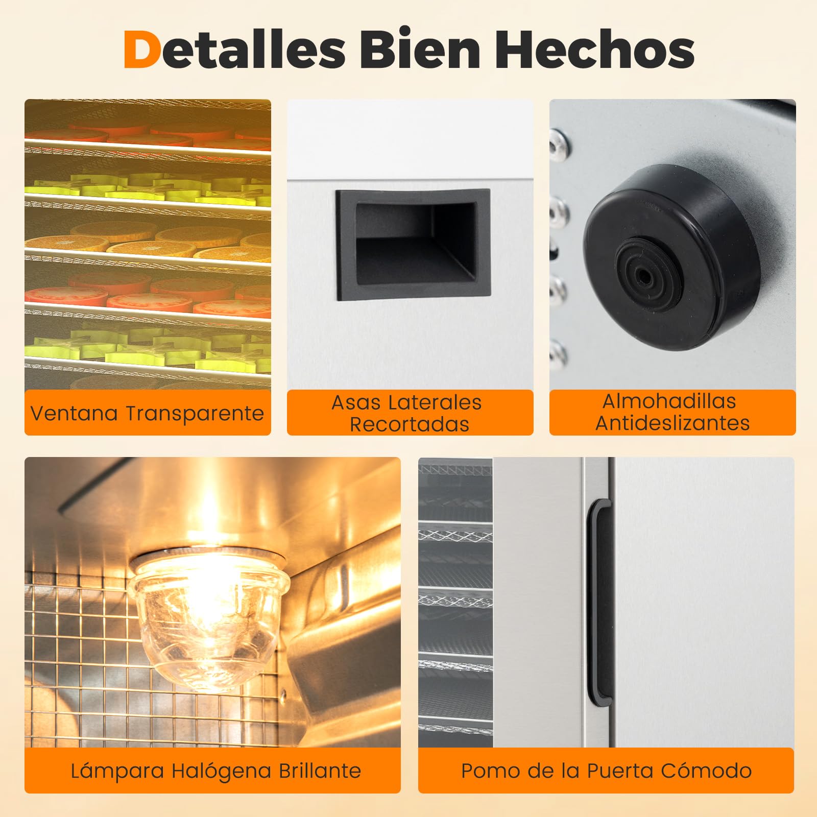 COSTWAY Deshidratador de Alimentos, 8 Bandejas de Acero Inoxidable, Liofilizadora de 850W, Temporizador de 48H, Temperatura de 35℃ a 75℃, Dehydrator