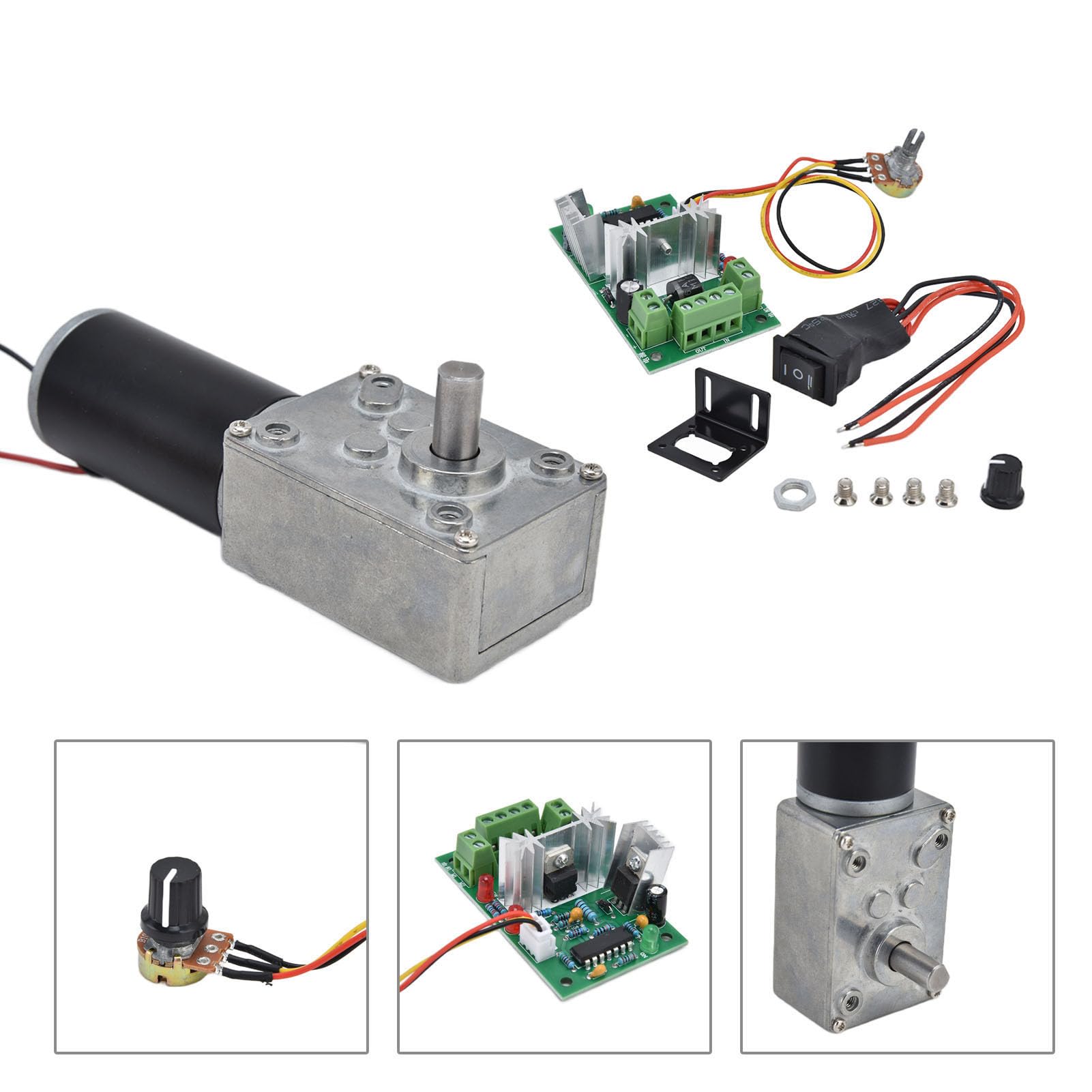 12V 130RPM DC Motoréducteur à vis sans fin avec Gouverneur 22kg.cm 31mm Torsion Élevée Moteur Autobloquant Inversé Mini Turbine Motoréducteur pour Bricolage Robot Rotatif Serrure Porte Rideau Machine
