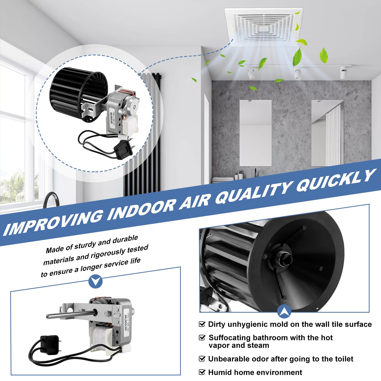 S97009796 Bathroom Fan Motor Assembly Compatible with Br-oan Nu 