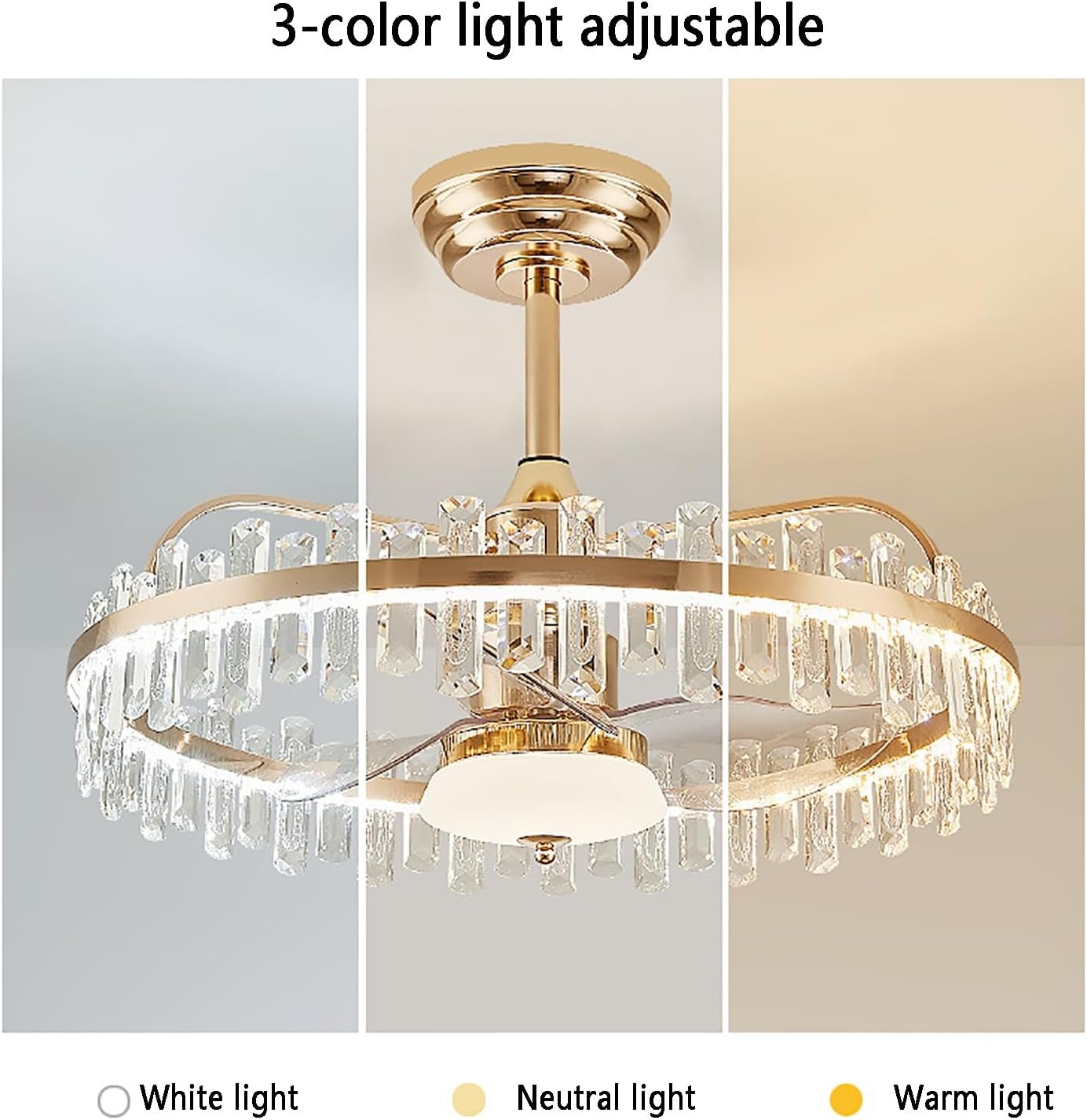 Ceiling Fan with Light and Remote, Smart Ceiling Fan with Light, Crystal Ceiling Fan with Light, Low Profile Ceiling Fan with Remote Control, Living Room and Kitchen (Color : 2, Size : Ceiling Model