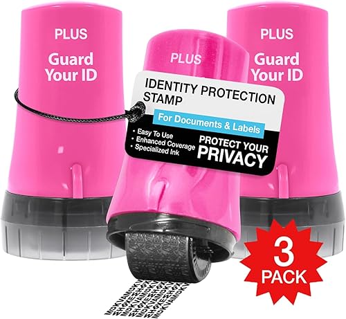 Miniatura 23 de Guard Your ID Wide Advanced Roller 2.0 - Sello de seguridad para prevención de robo de identidad, color rosa Rosa,Negro