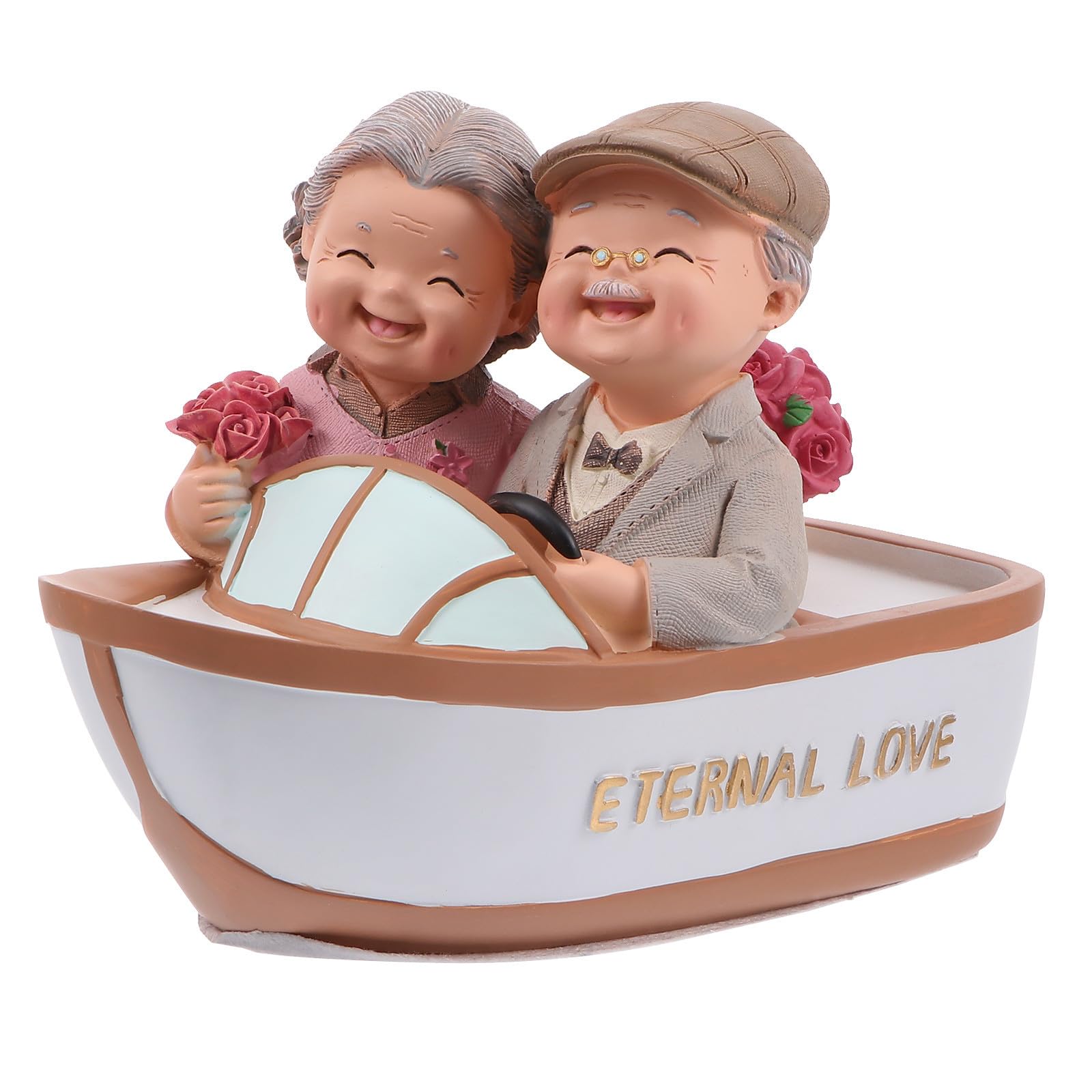 ibasenice Liebevolles Älteres Ehepaar Harz Paar Ornament aus Kunstharz Romantische Tischdekoration für Zuhause und Jahrestag als Geschenk für Großeltern
