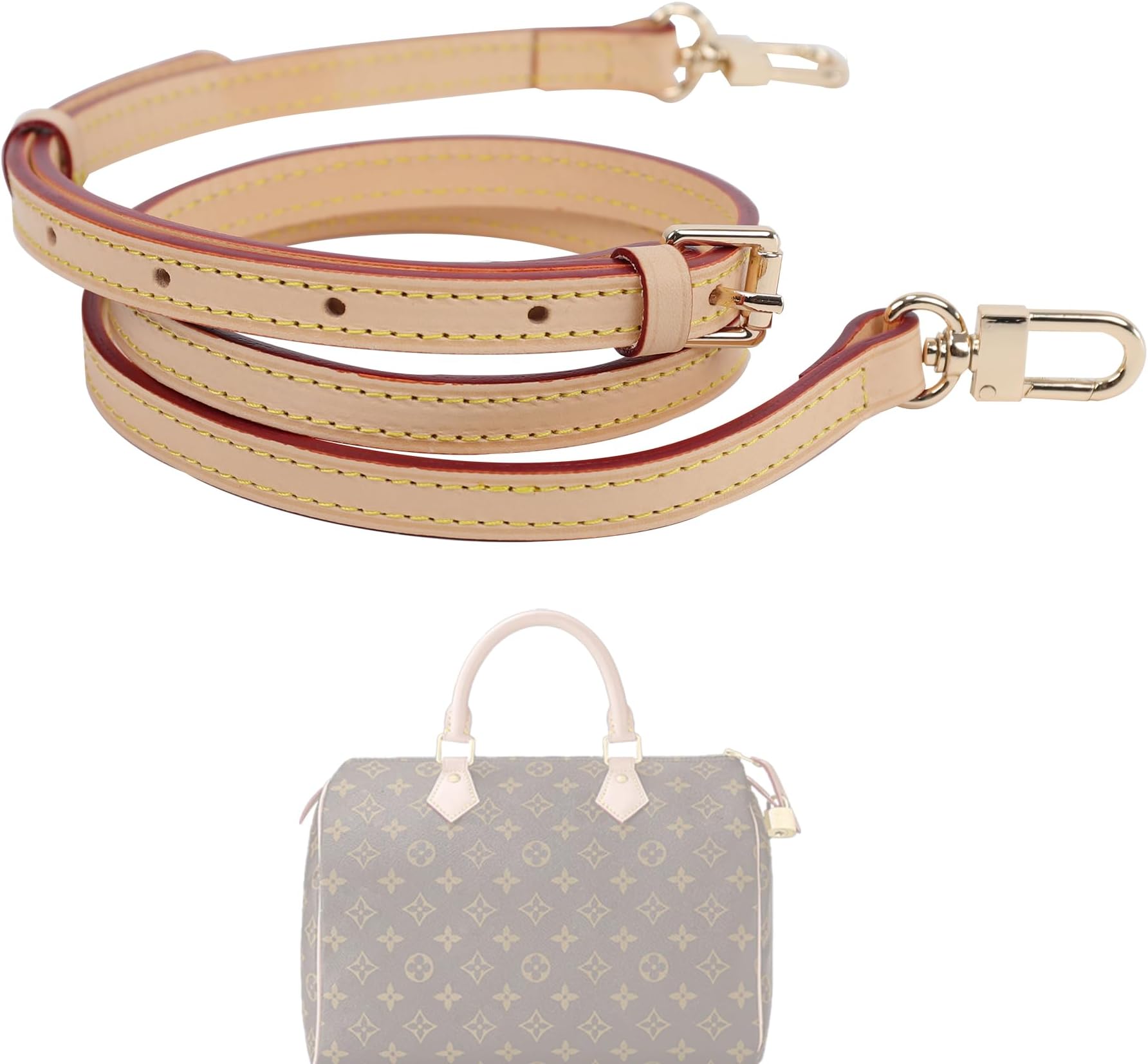 XYJG Vachetta Leather Strap for Speedy bag, Multi length Handmade Adjustable Cowhide Crossbody Purse Strap for Handbag 【0.59 Inch Wide, Beige】