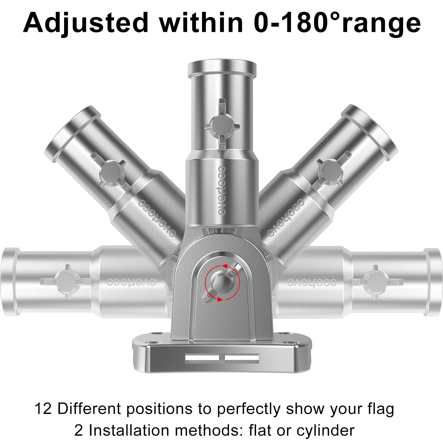 Premium-Fahnenmast-Set – T304 Edelstahl, 180° verstellbare Flaggenhalterung, 1,8 m Fahnenmast mit Ringen aus Aluminiumlegierung, langlebig, windbeständig, rostfrei, silberfarben
